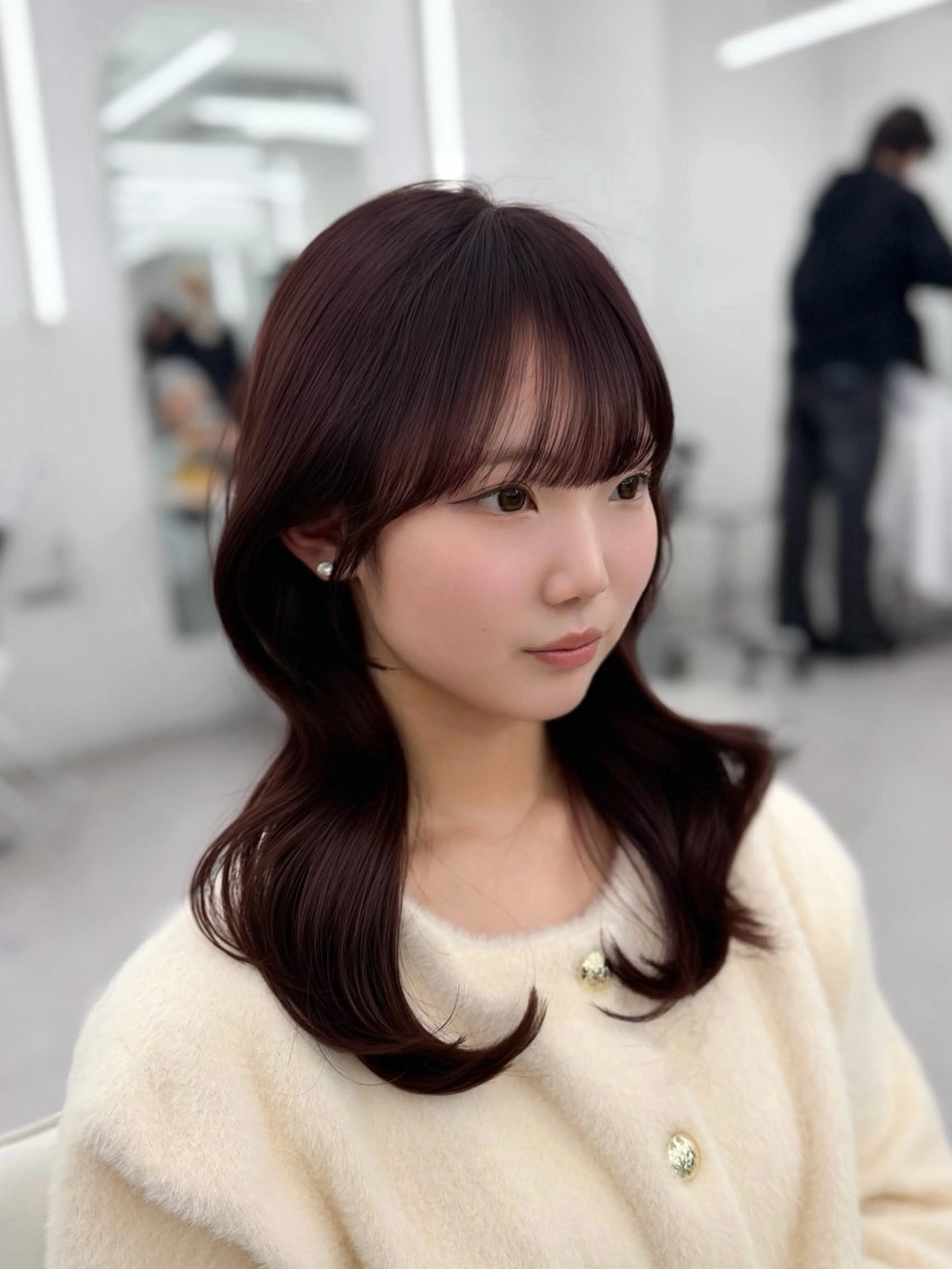 セミロング カラー 顔周りカット 小顔カット カット 韓国ヘア/顔周り ヘアセット/加藤優里のヘアスタイル