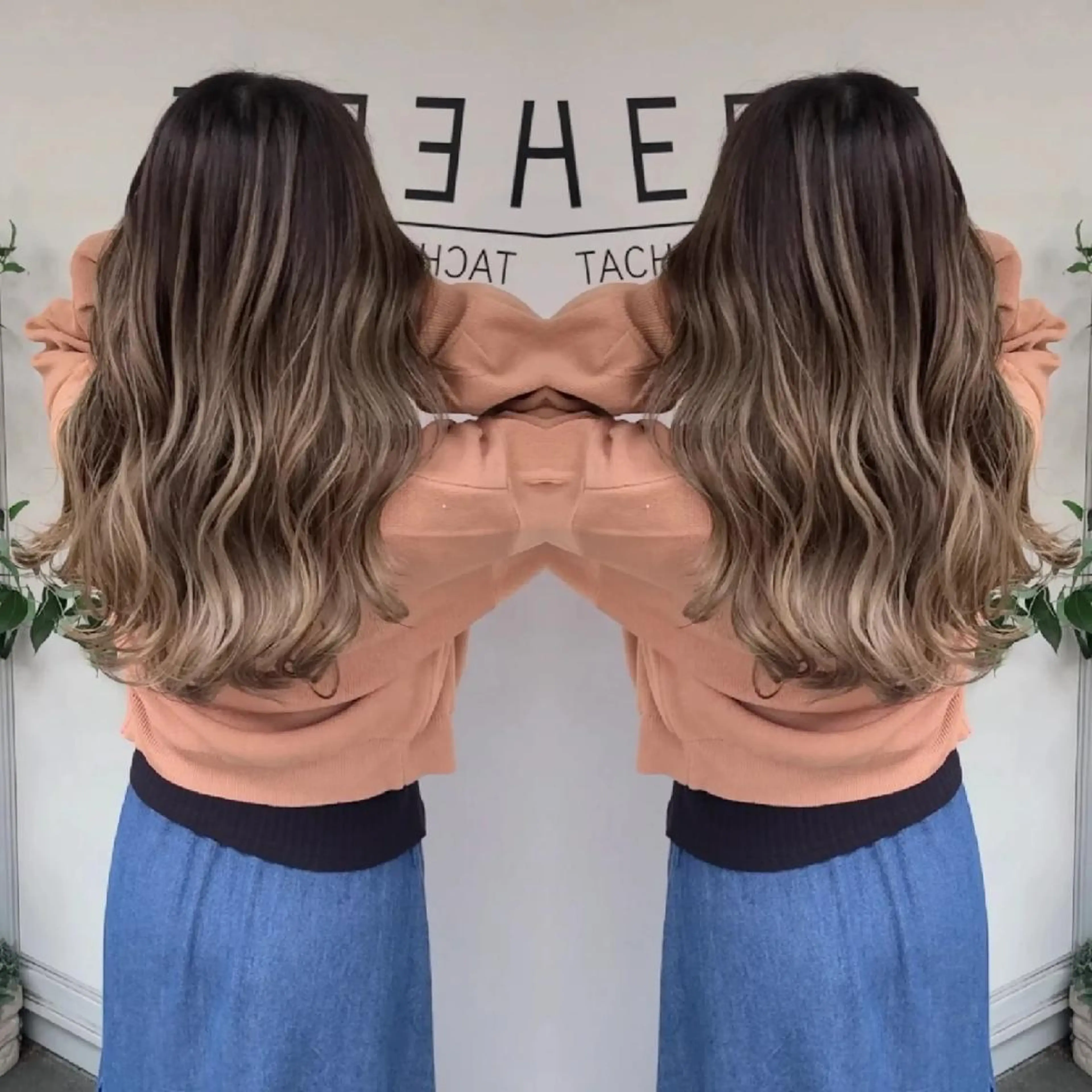 ロング カラー アッシュ アッシュグレー バレイヤージュ ベージュカラー ブリーチ バレイヤージュ/ ハイライト/大内格のヘアスタイル