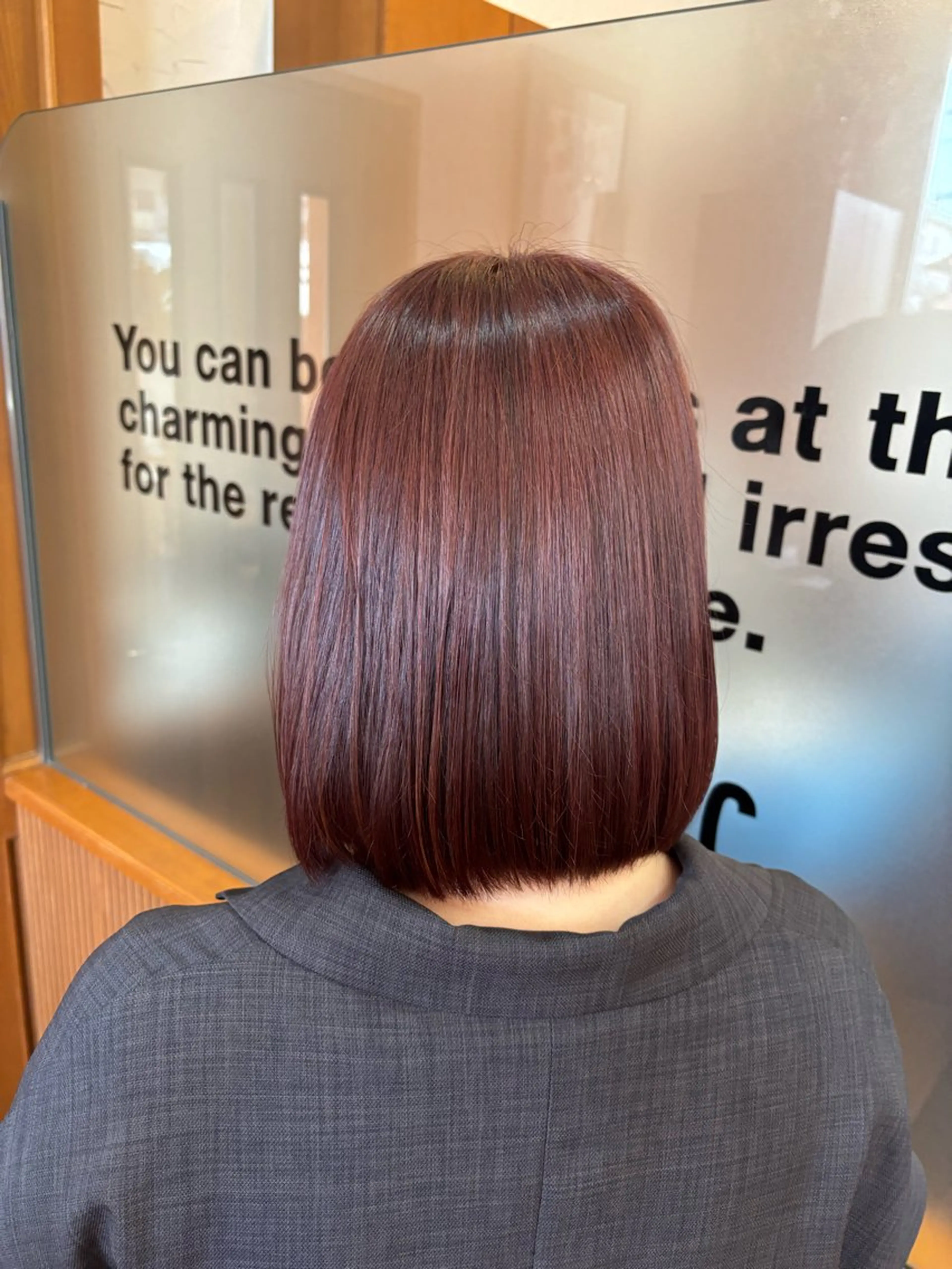 ミディアム ピンクブラウン ヘアカラー 中村 由紀のヘアスタイル