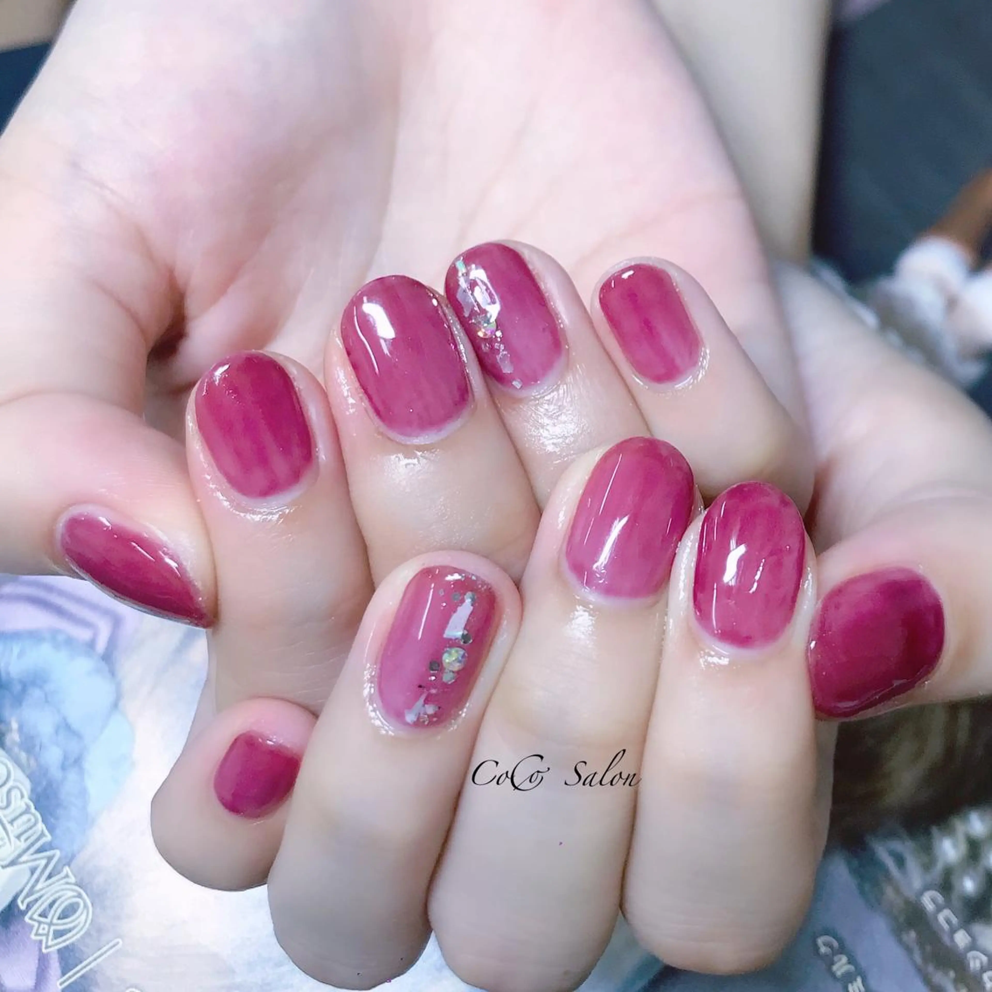 ネイル 長さ出し ジェルネイル ホログラムネイル キラキラネイル オフィスネイル ハンドネイル CoCoSalon ネイル/まつ毛予約のネイルデザイン