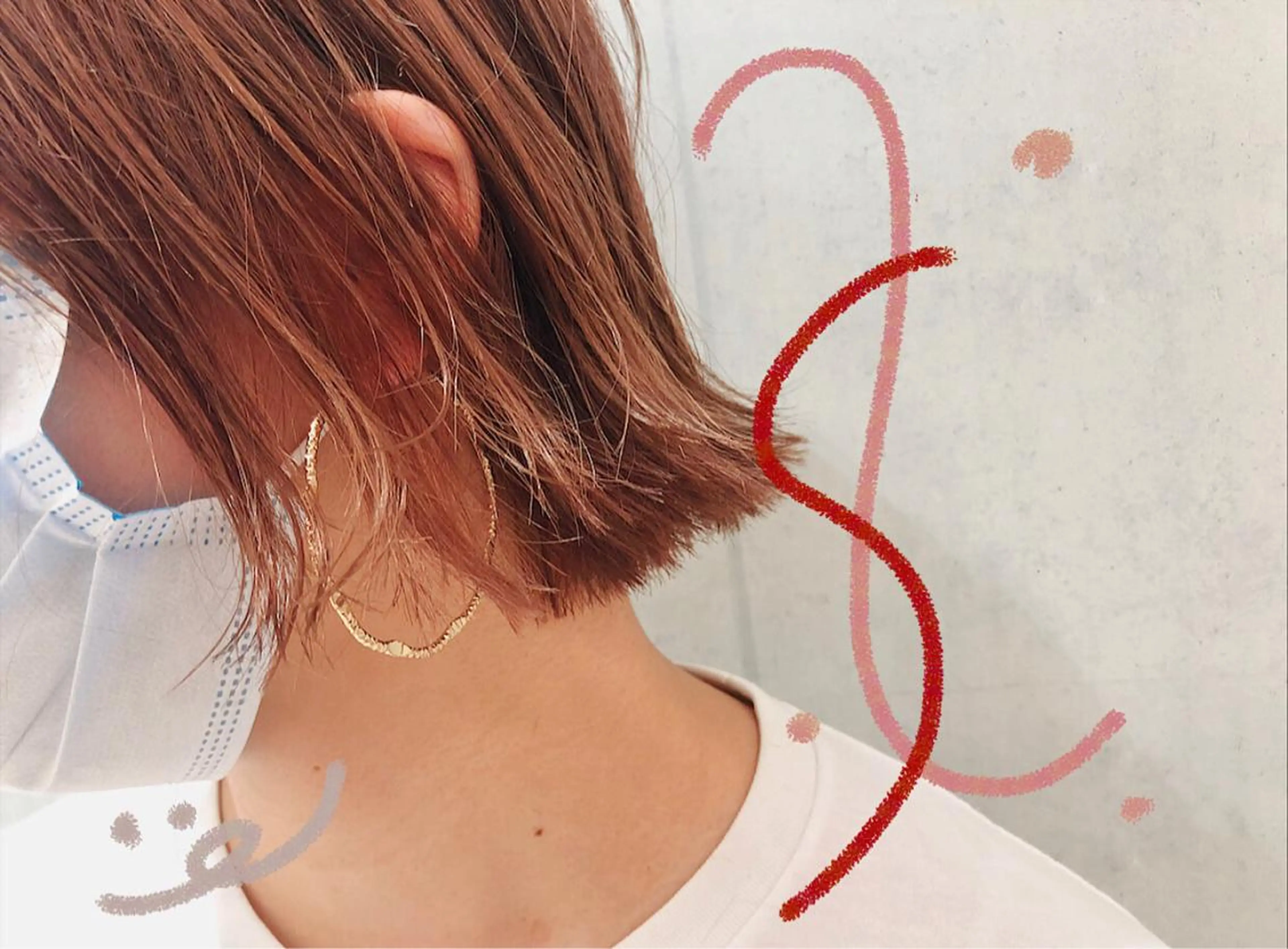 ショート カラー オレンジ 岸田 梓武生のヘアスタイル