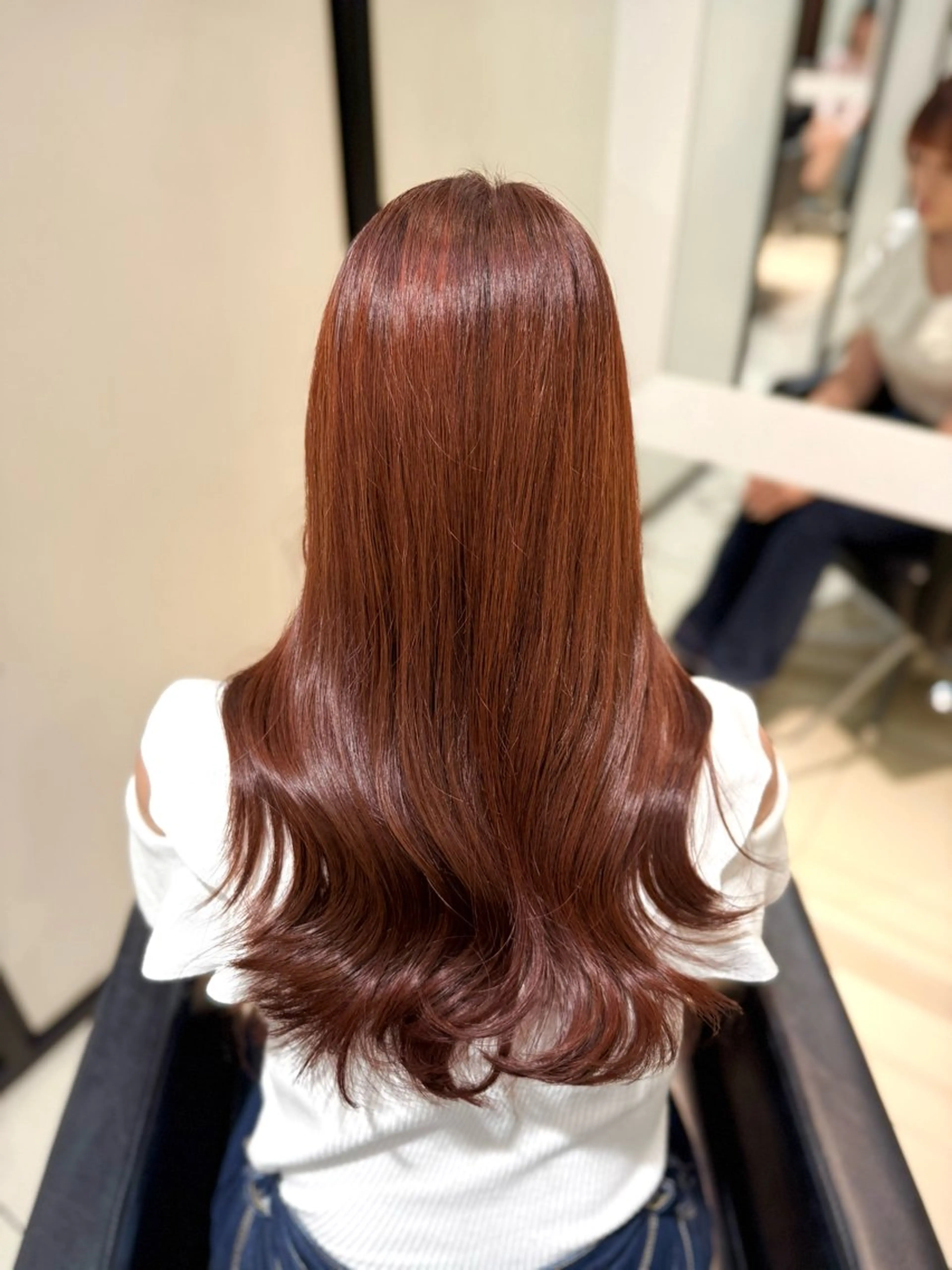 ロング カラー ブリーチ ダブルカラー ブリーチなしカラー オレンジ カット ヘアカラー トリートメント グレージュ/レイヤー /韓国ヘア/RISAのヘアスタイル