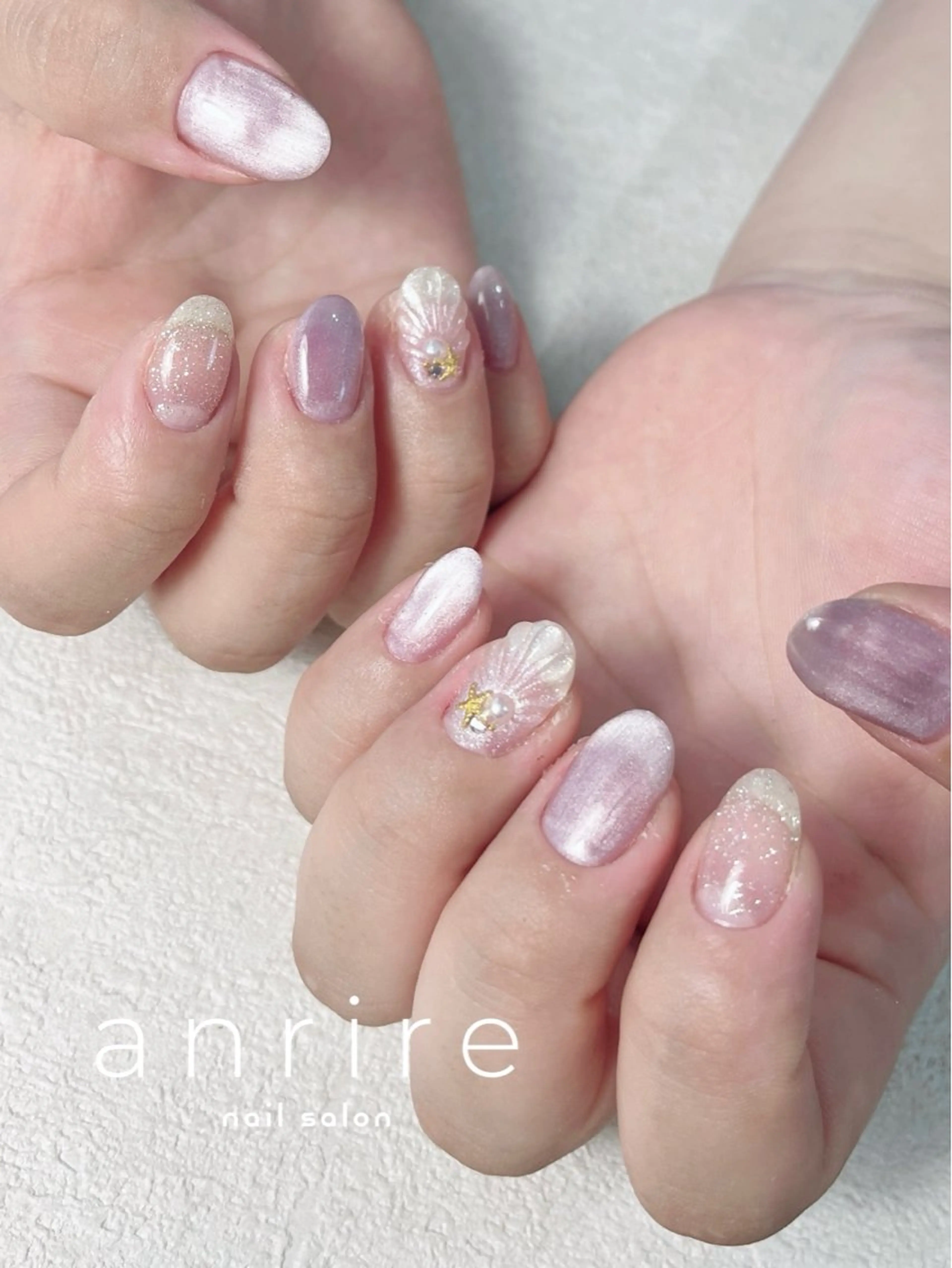 ネイル 成人式 フラッシュネイル ジェルネイル キラキラネイル マグネットネイル ハンドネイル nailsalon anrireのネイルデザイン