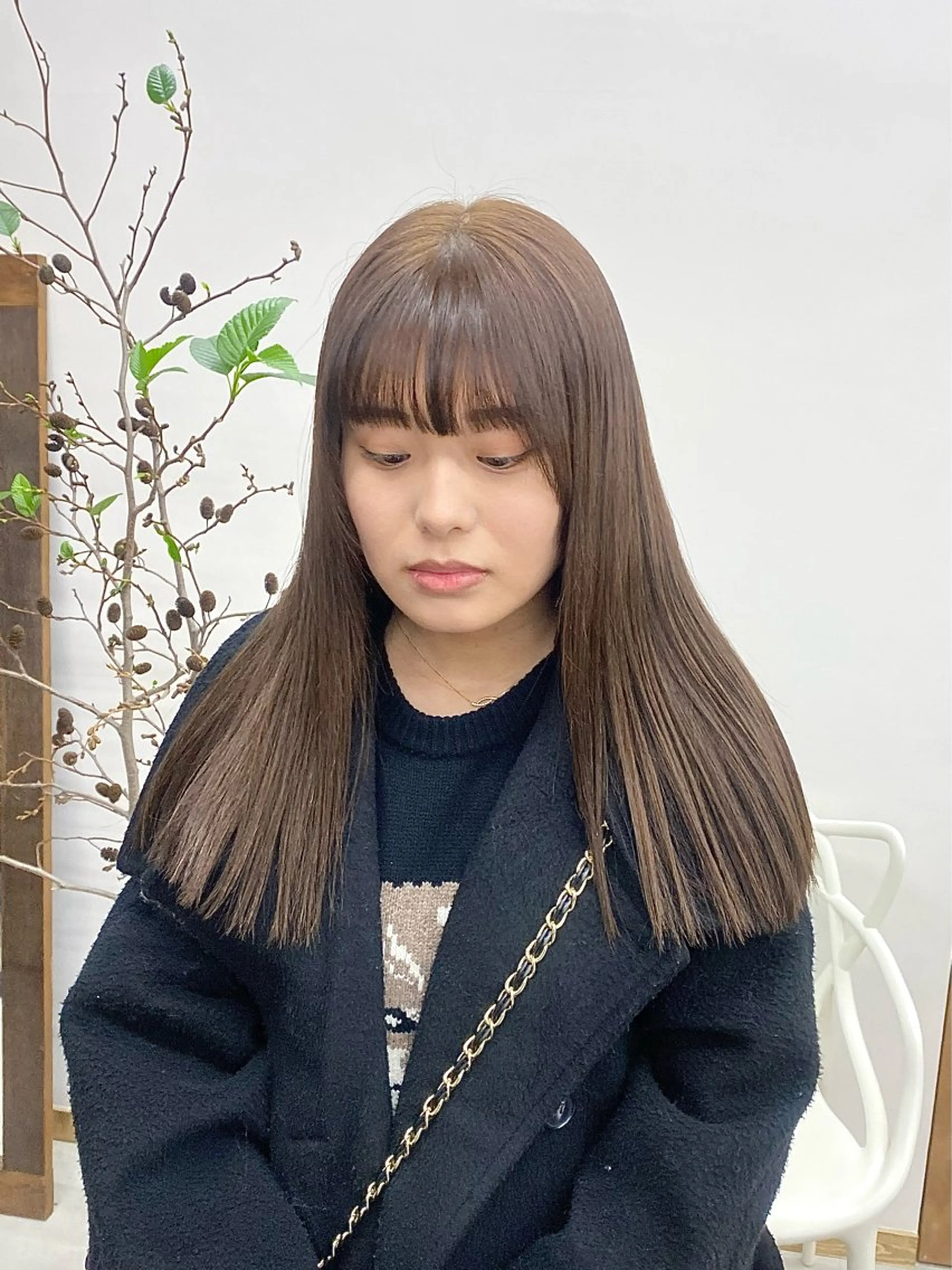 セミロング カラー ヘアアレンジ ベージュカラー ハル🌸柔色/ ブリーチなし/艶髪のヘアスタイル