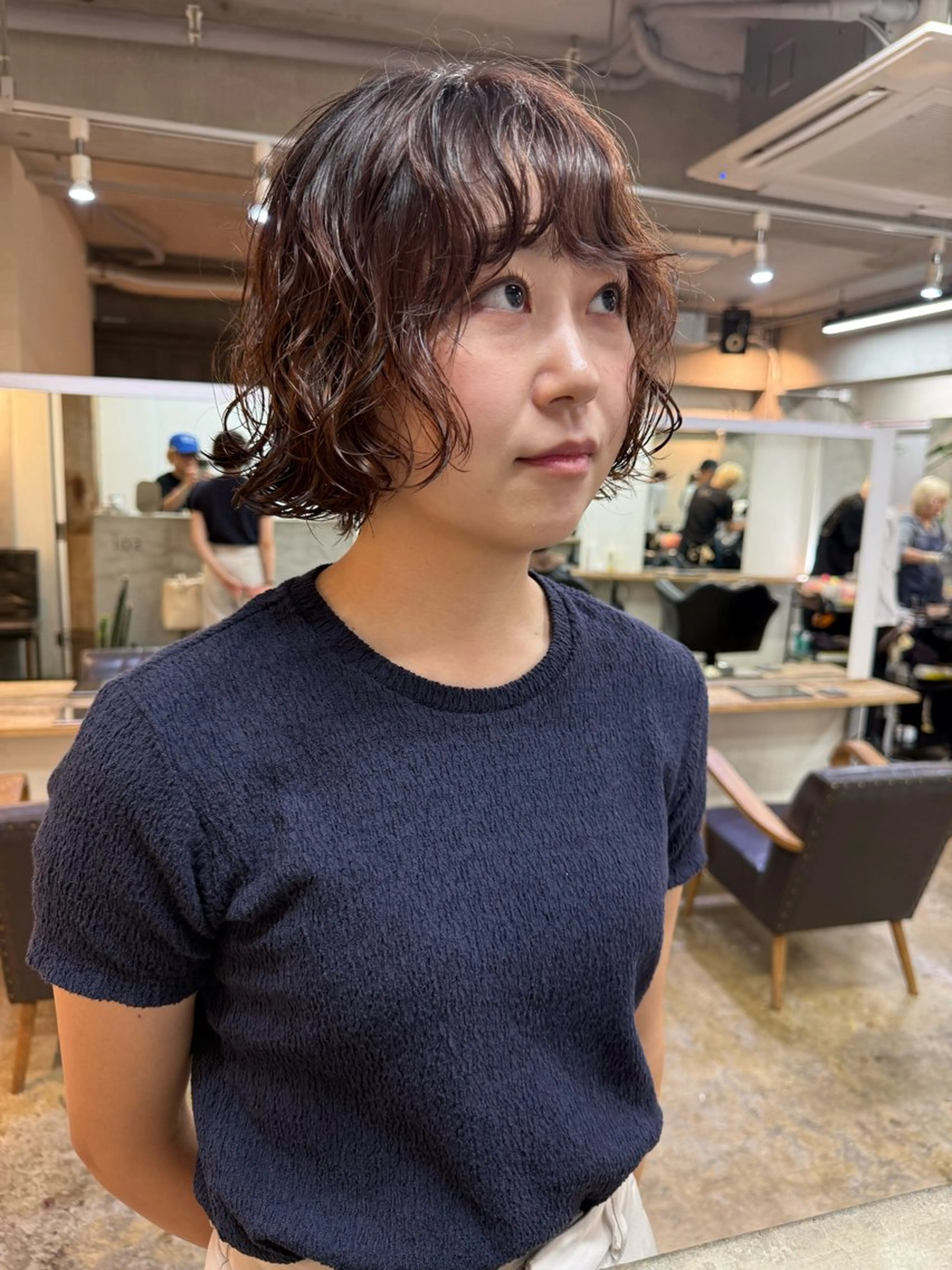 ショート カラー パーマ ブラウンカラー ピンクカラー ピンクブラウン ボブ ニュアンスパーマ カット ヘアカラー パーマ トリートメント 森貴裕/ベージュ/ パーマ/オリーブのヘアスタイル