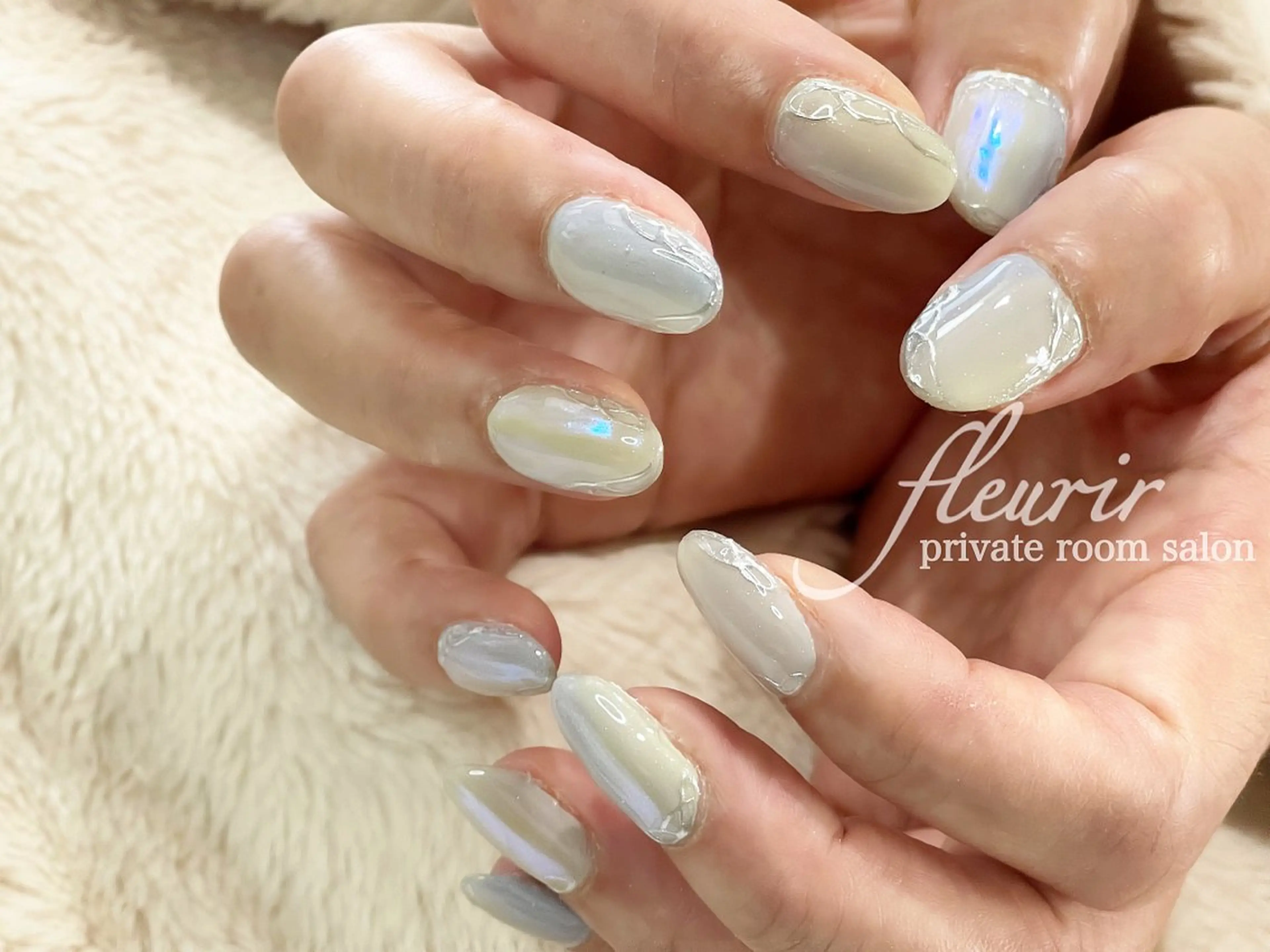 ネイル アートネイル オーロラネイル ミラーネイル ニュアンスネイル フルリール 【プライベートサロンのネイルデザイン