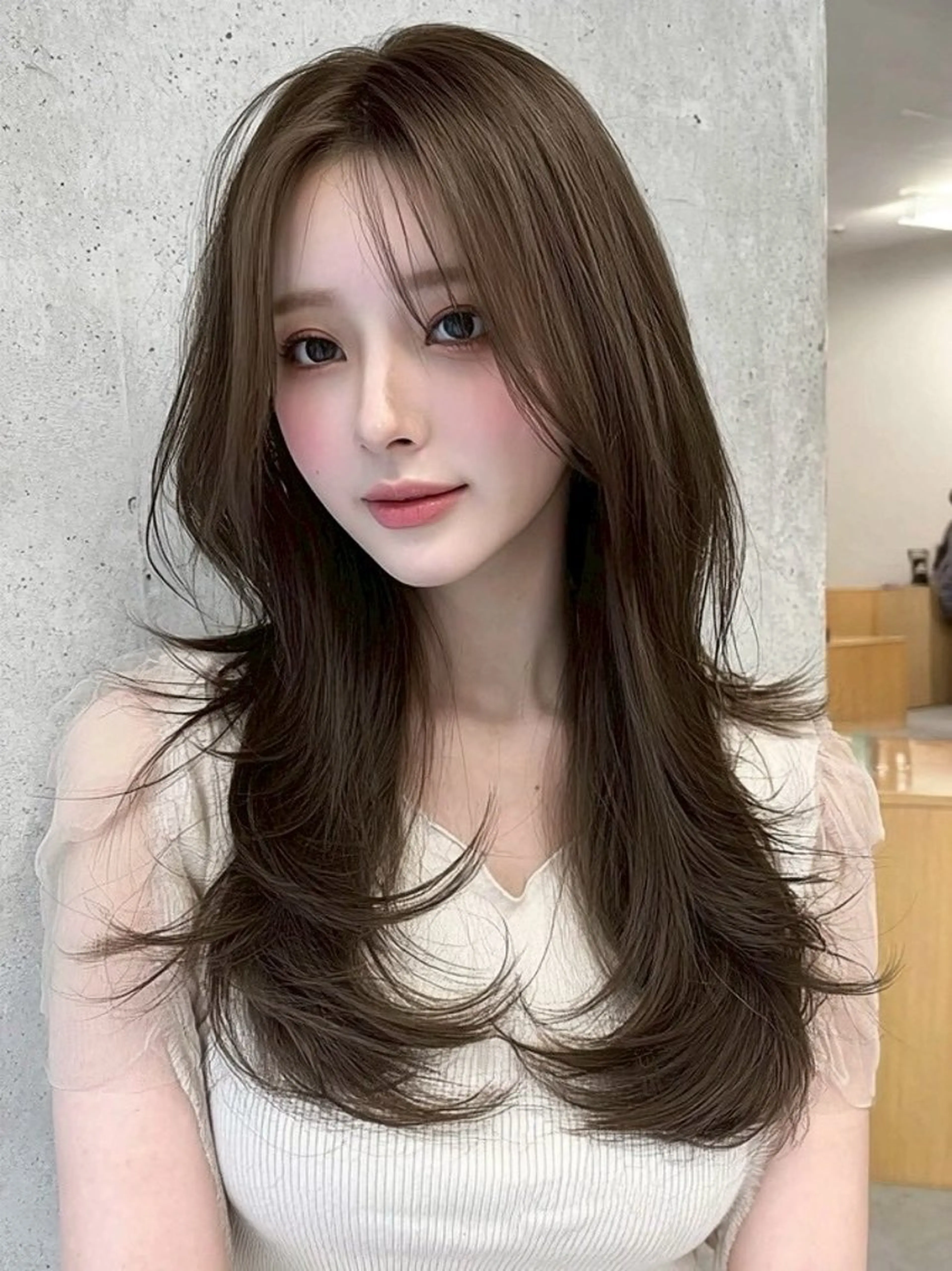 ロング ボブ 髪質改善 似合わせカット 縮毛矯正 トリートメント レイヤー／Wカラー ／マッキーのヘアスタイル