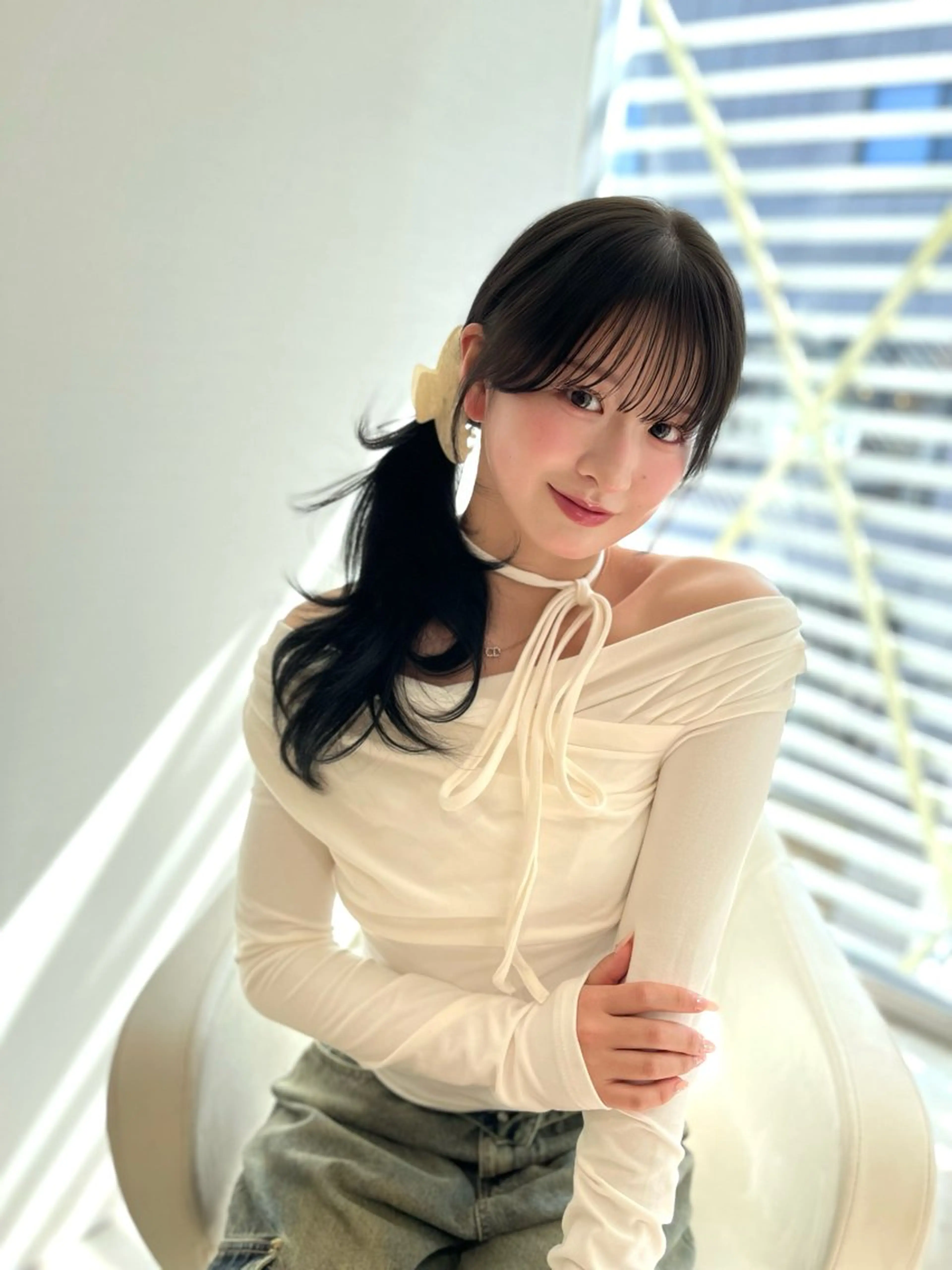 セミロング トリートメント カット ヘアカラー トリートメント ♥️透明感×抜け感 ベージュ/佑珠♥️のヘアスタイル