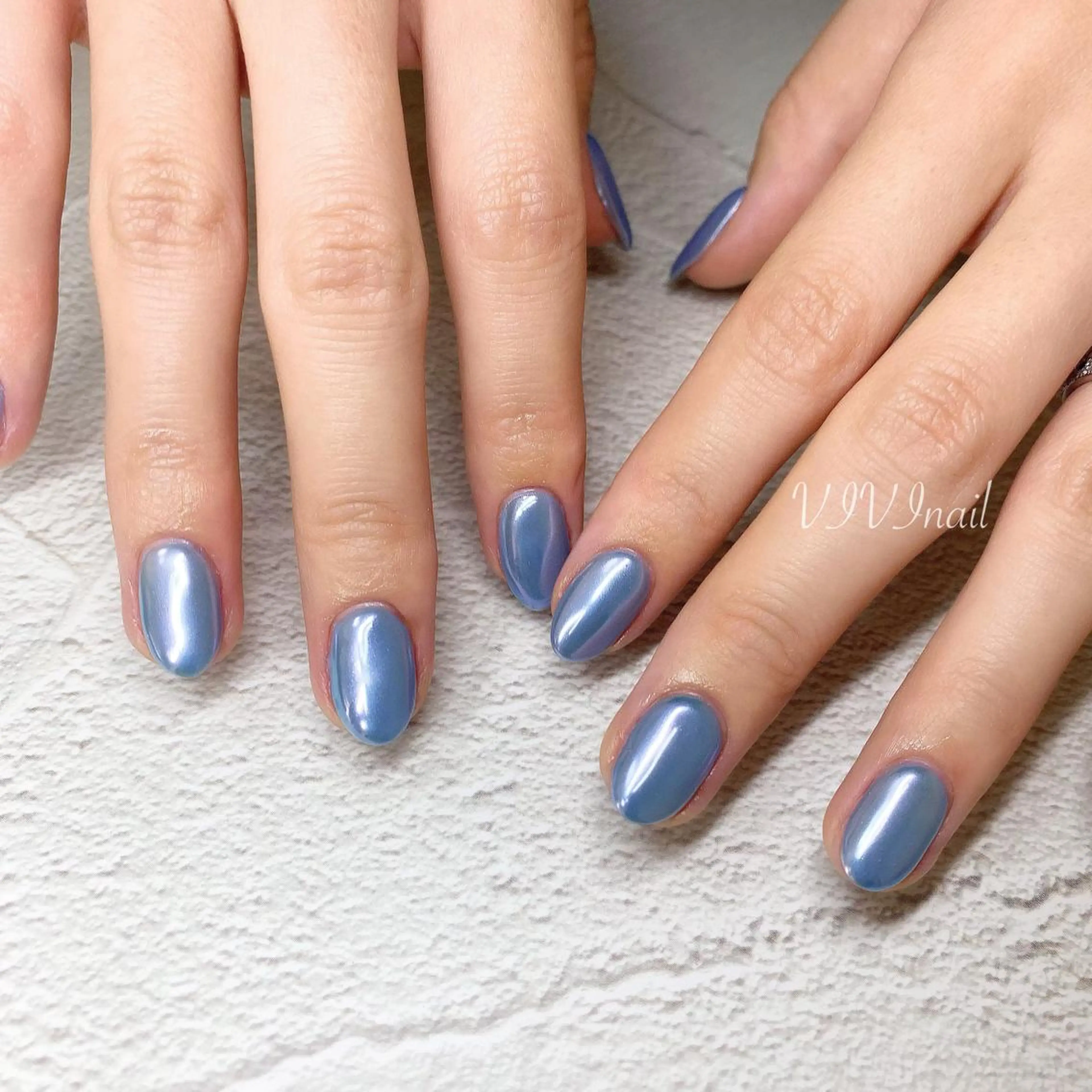 ネイル ブルー ハンドネイル vivi nailのネイルデザイン