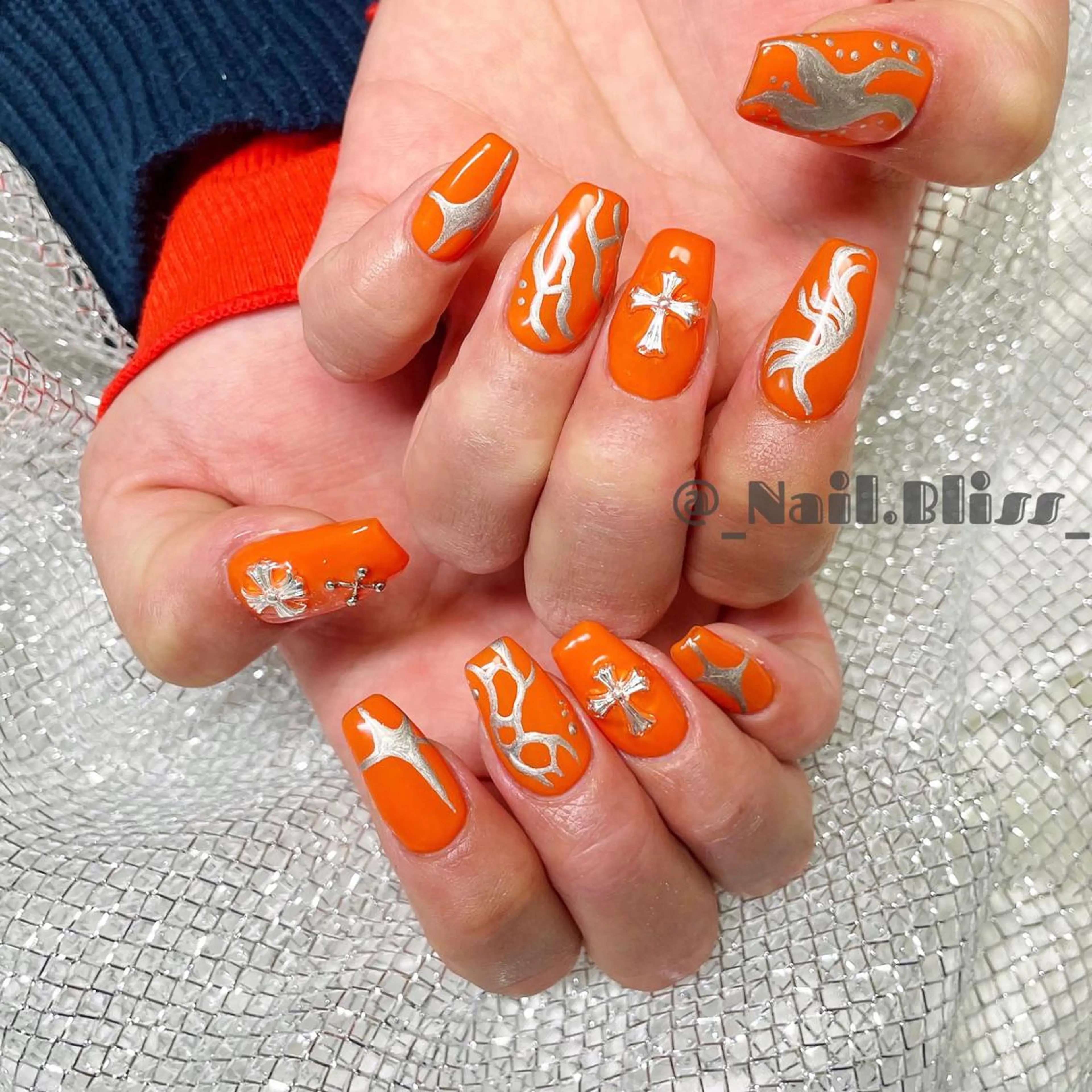 ネイル オレンジ ハンドネイル NAIL BLISSのネイルデザイン