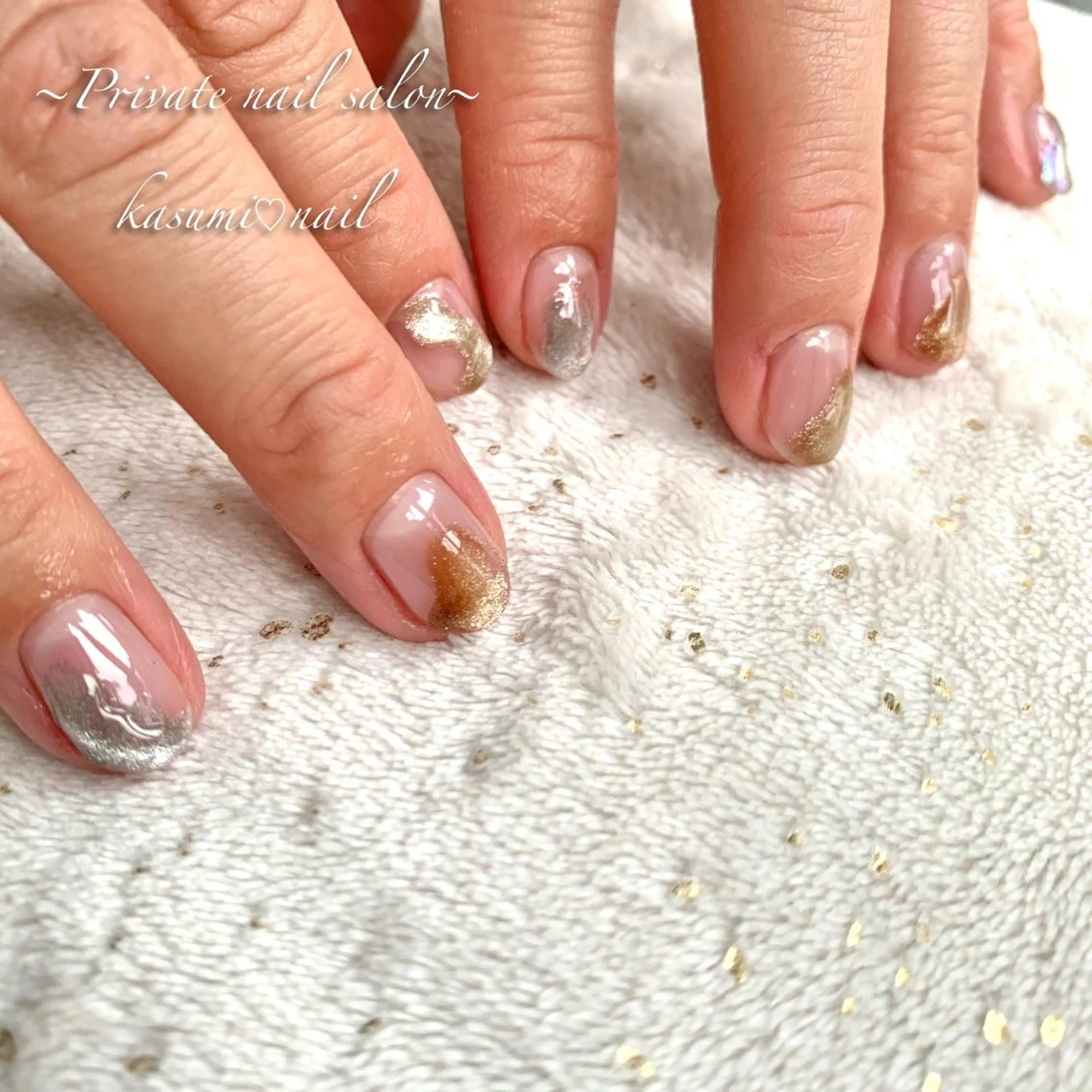 ネイル アートネイル ラメ(グリッター) マグネットネイル ミラーネイル 持ち込み KASUMI♡ Nailのネイルデザイン