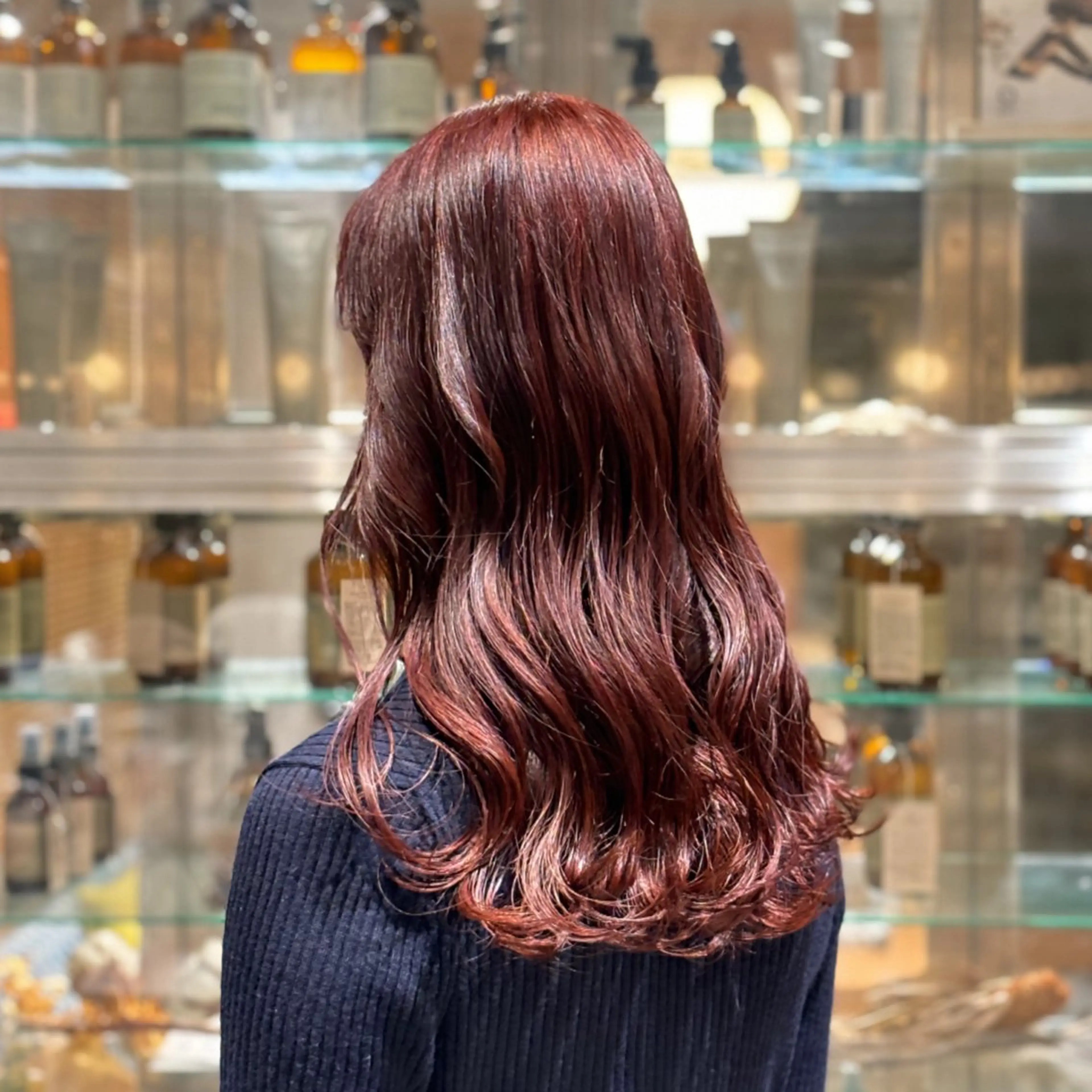 ロング カラー オレンジ 山﨑 心優のヘアスタイル