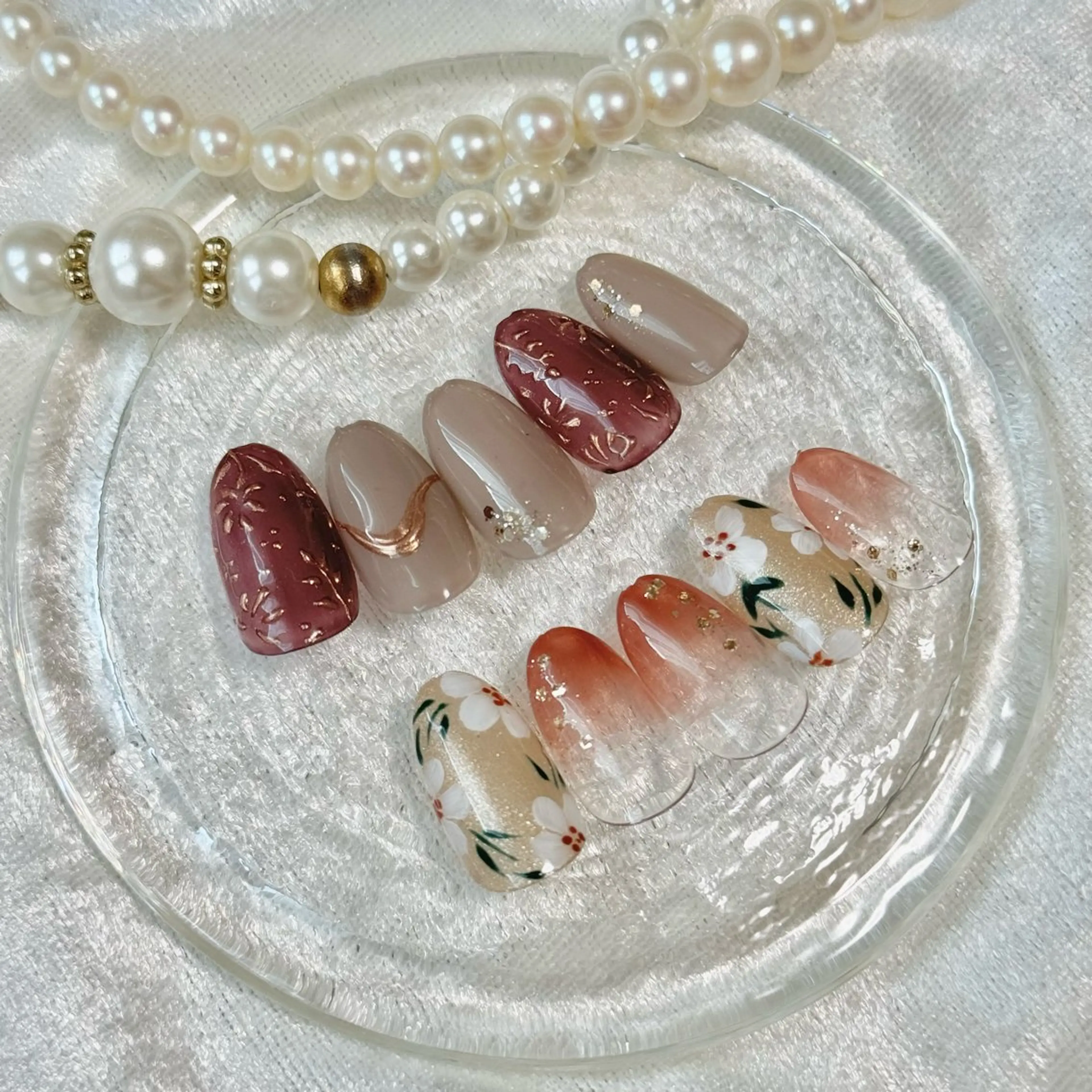 ネイル フラワーネイル ミラーネイル ハンドネイル Hana_ Rieのネイルデザイン