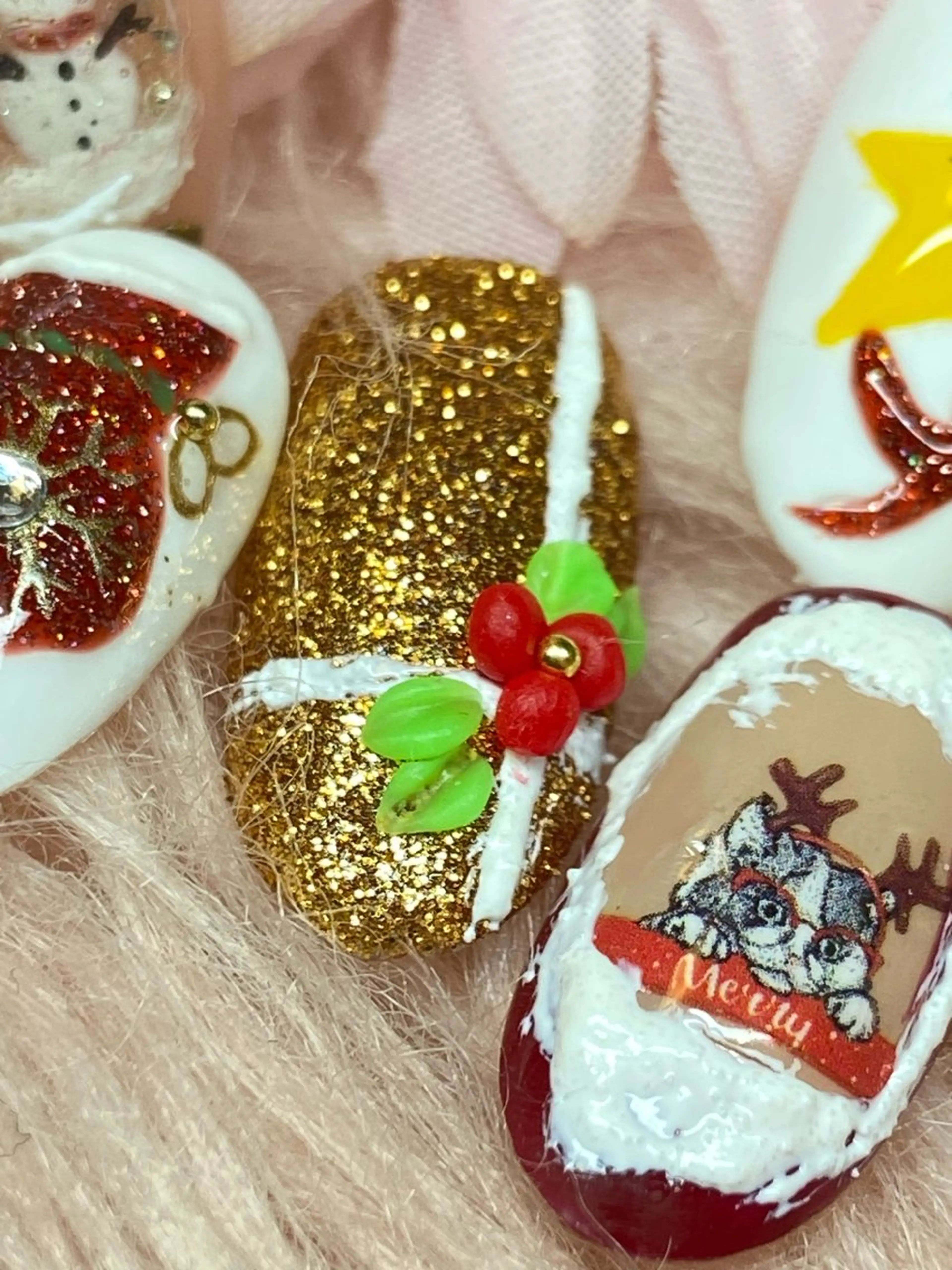 ネイル キラキラネイル 冬ネイル クリスマス HandSnail 座間自宅ネイルサロンのネイルデザイン