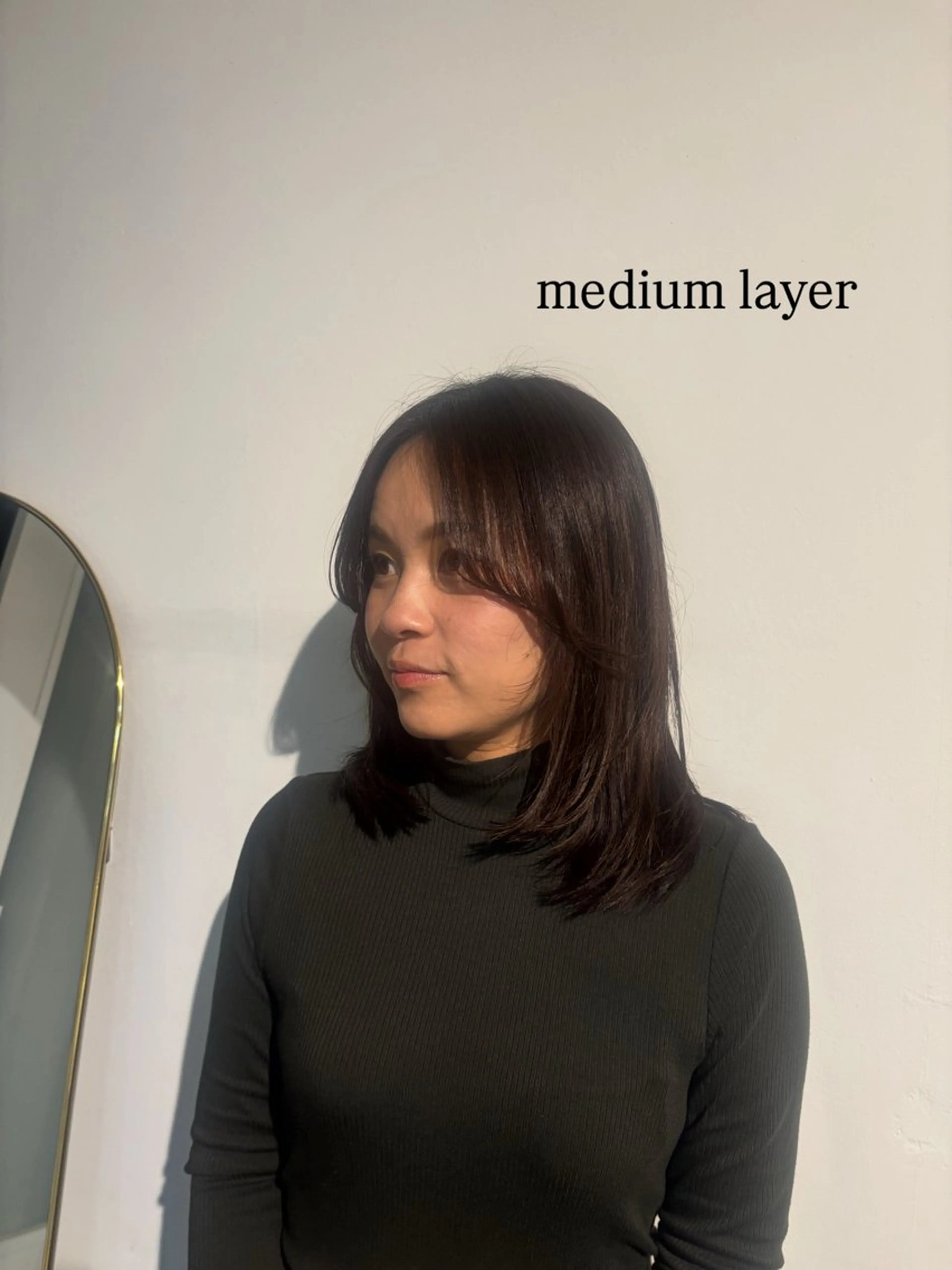 ミディアム レイヤーカット カット のどか 髪質改善/ボブモデルのヘアスタイル