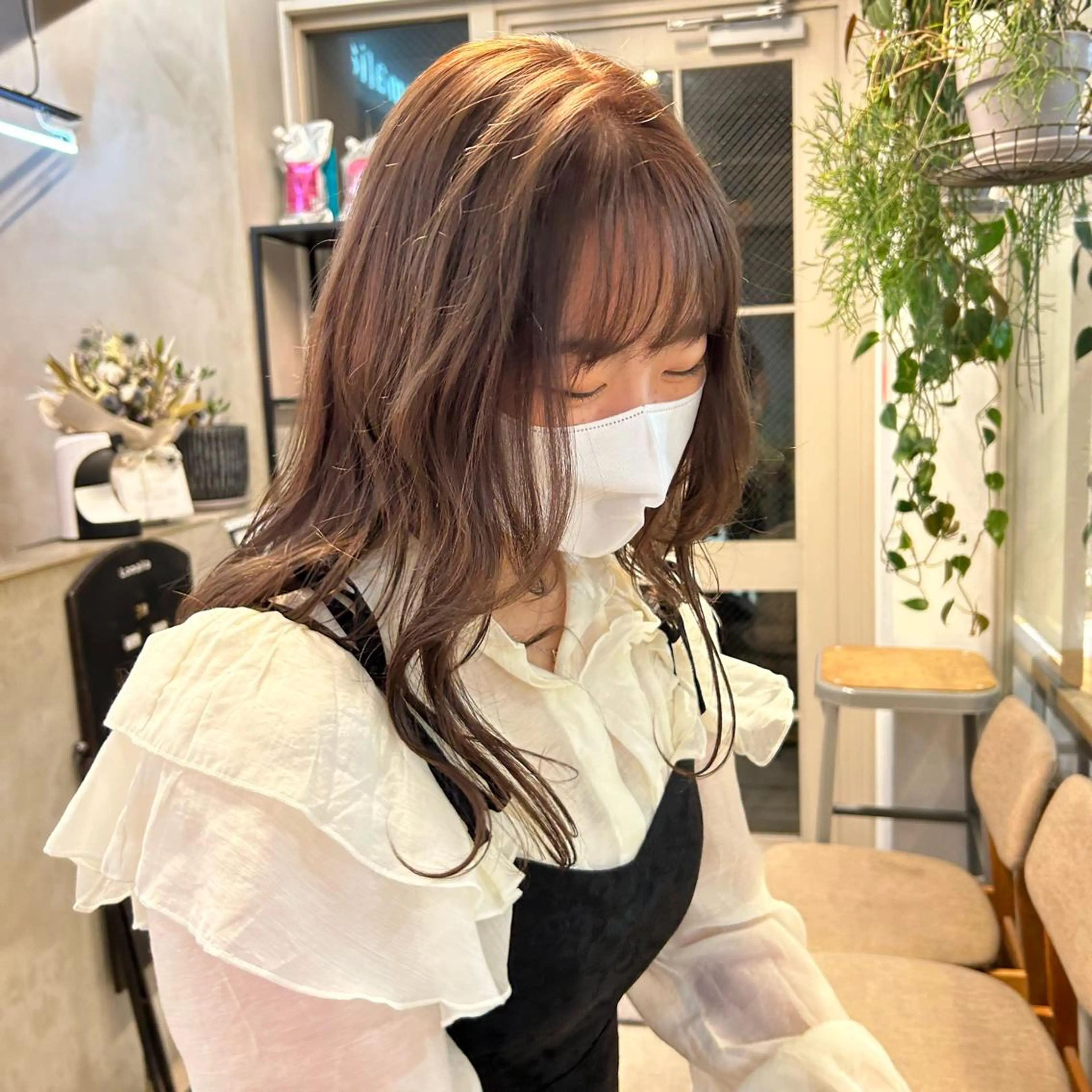 セミロング カラー ヘアカラー じゅわっと暖色カラー 🍊Moemiのヘアスタイル