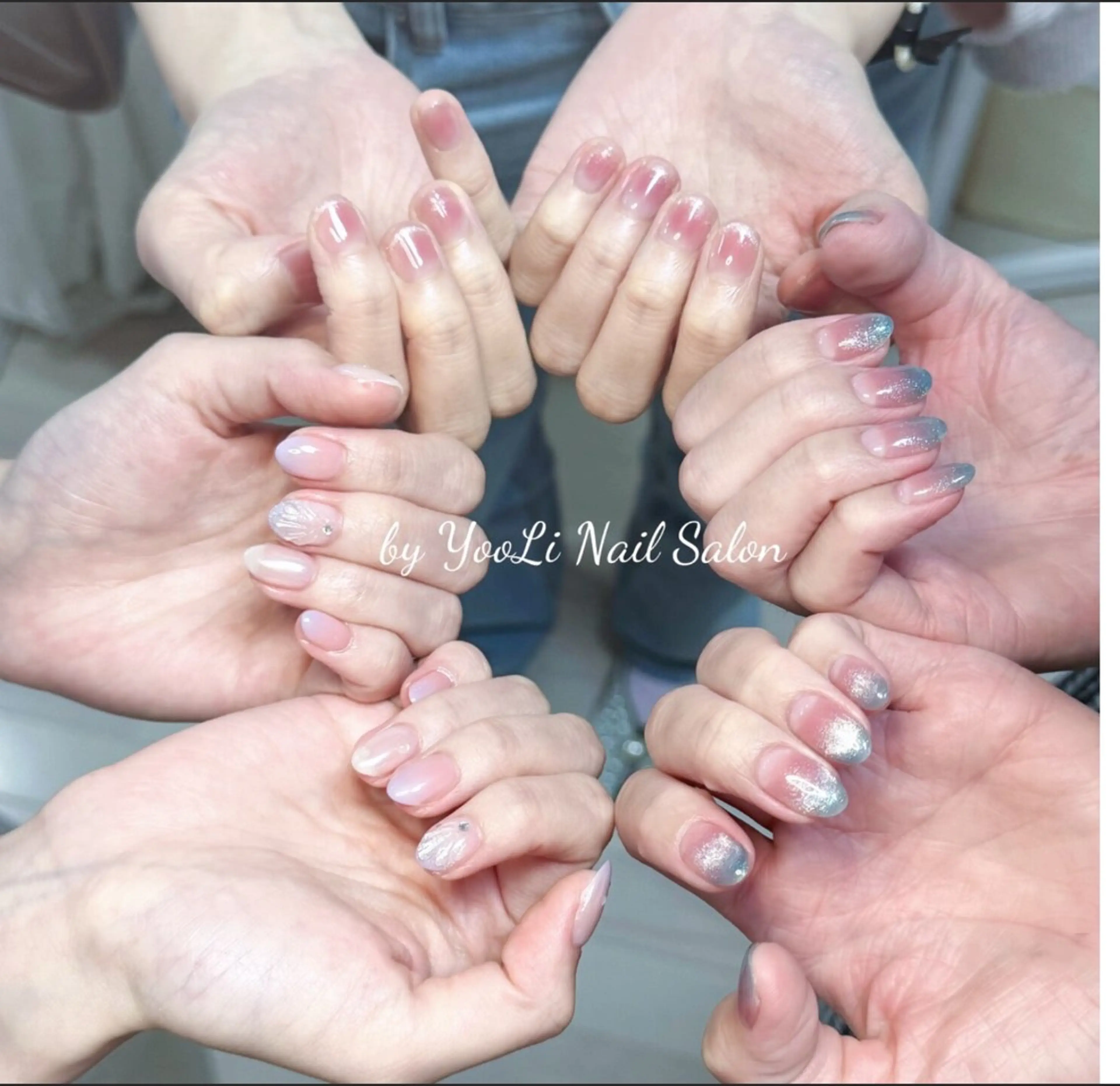 ネイル アートネイル オーロラネイル チークネイル フレンチネイル ガラスフレンチ 🎀🎀YooLi Nail Salonのネイルデザイン