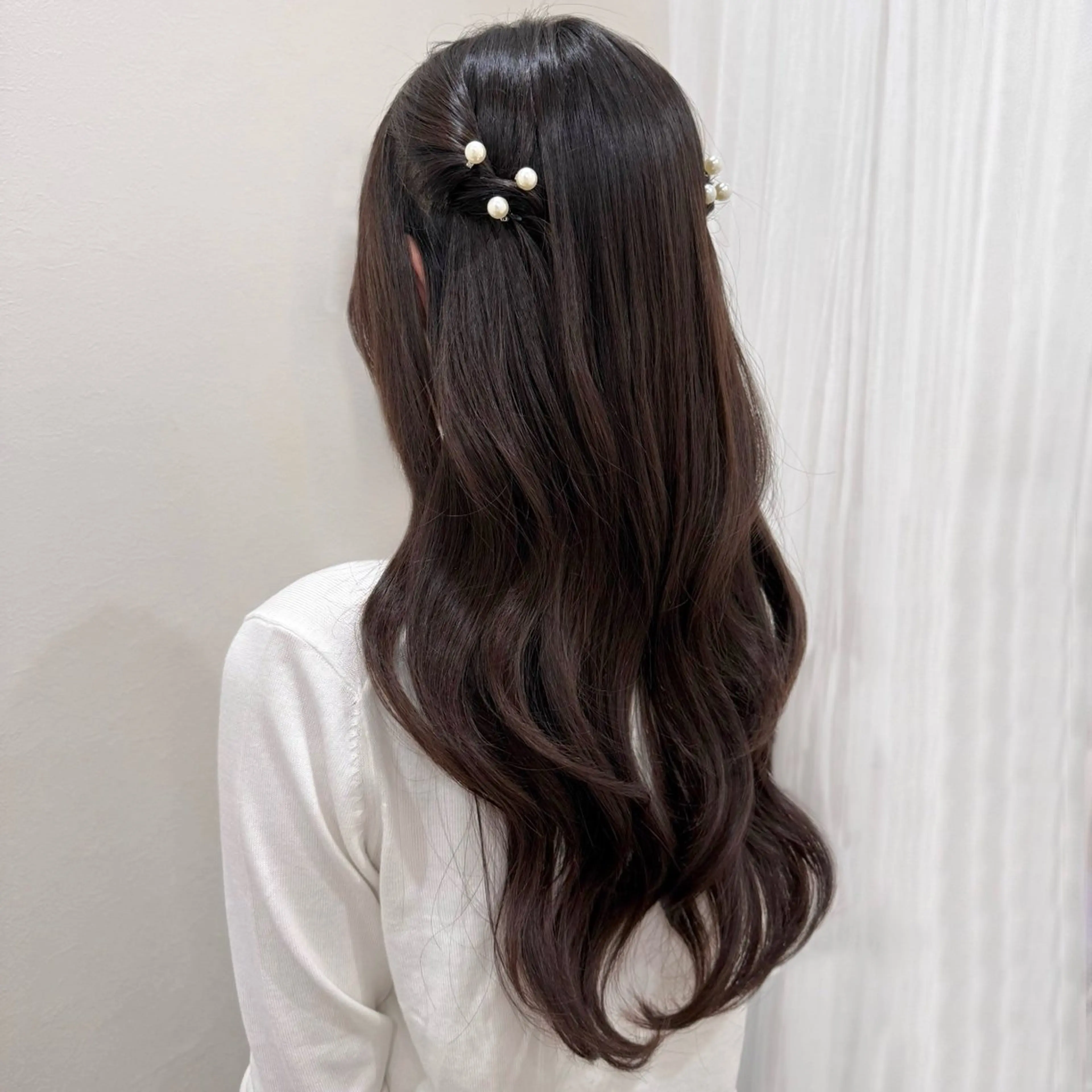 ロング ヘアアレンジ ハーフアップ 韓国風ヘア ヘアセット ユカ ヘアメイク/眉毛のヘアスタイル