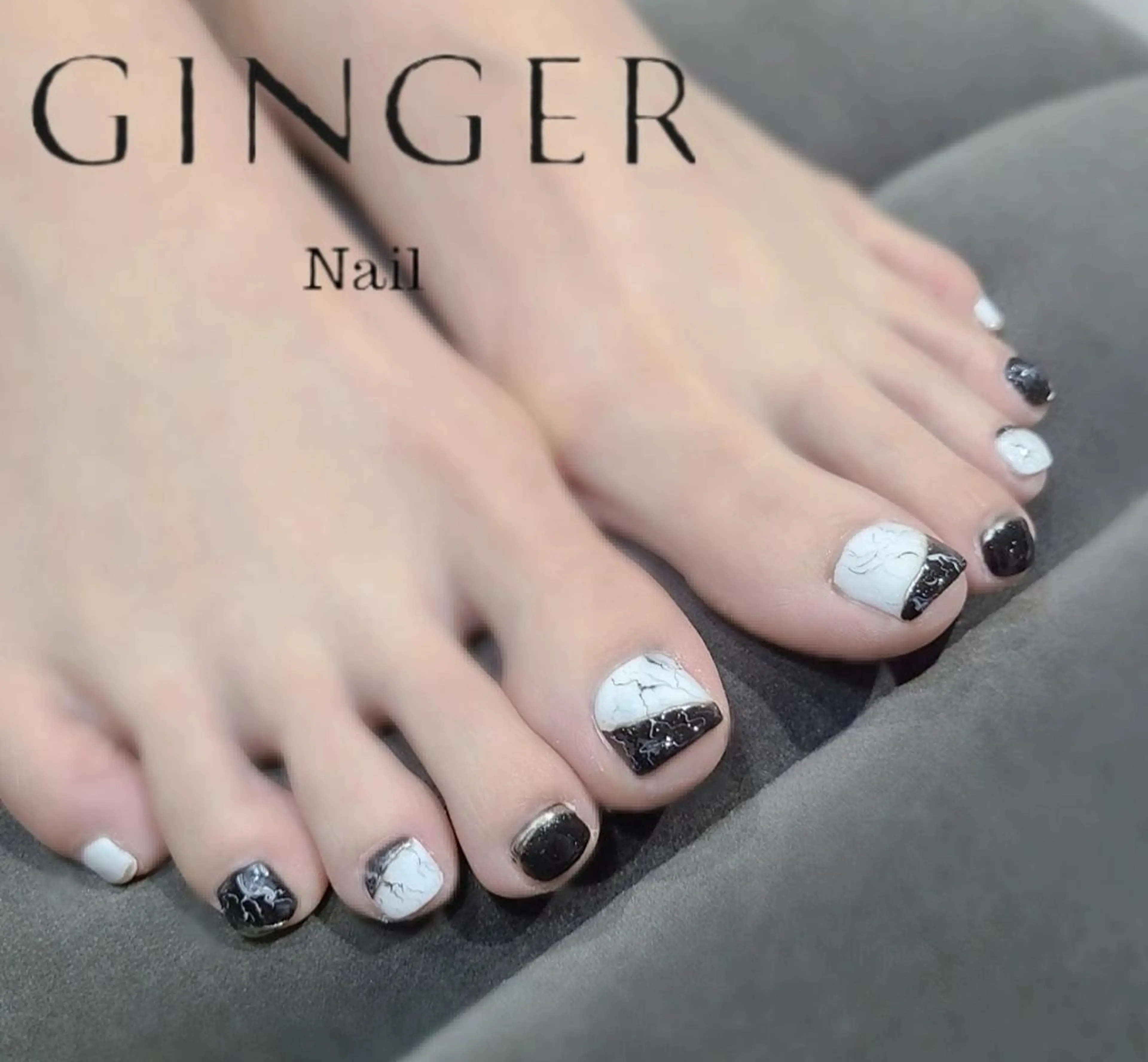 ネイル 大理石ネイル(マーブル) フットネイル GINGER  斎藤舞のネイルデザイン