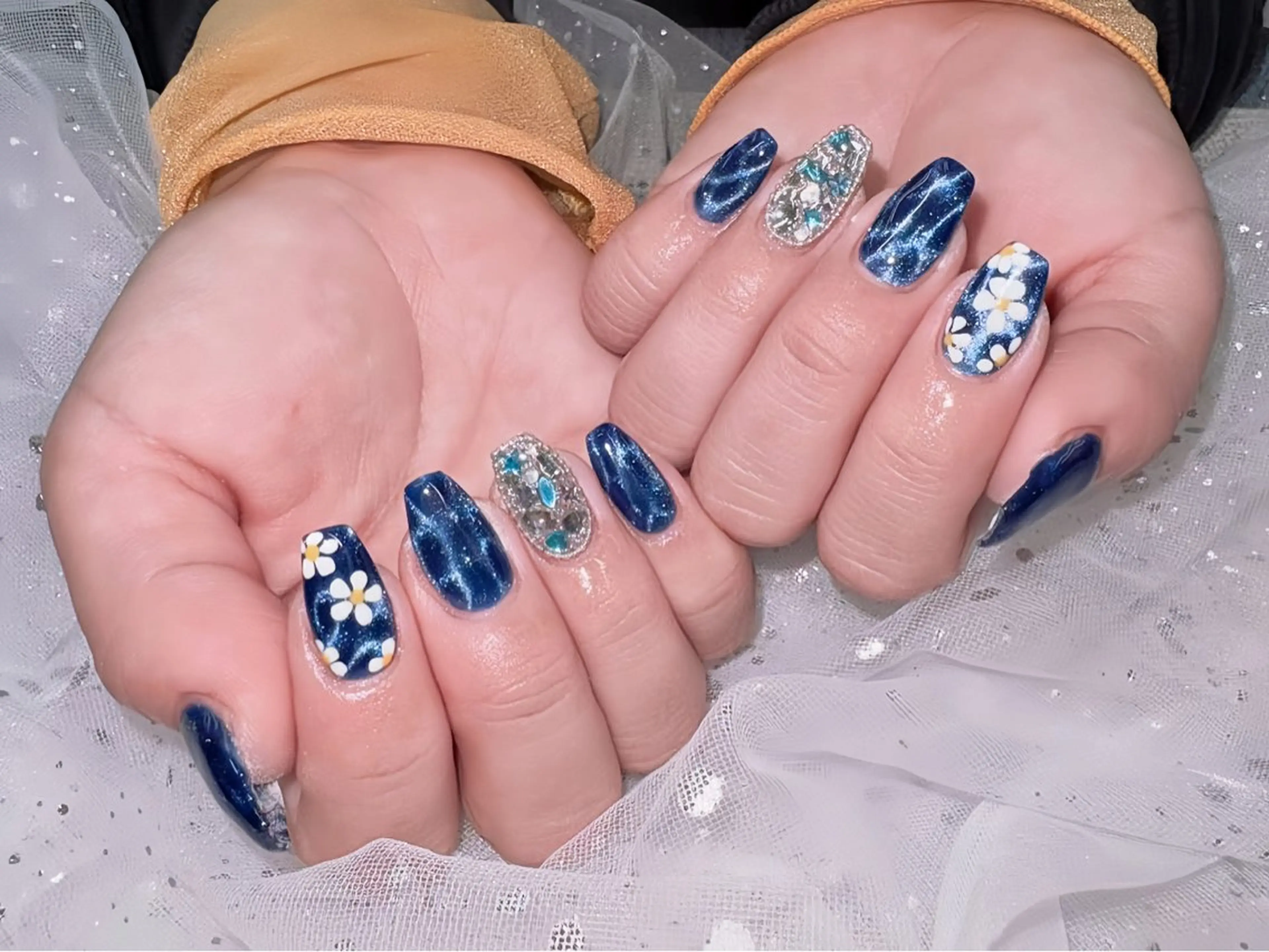 ネイル 長さ出し ジェルネイル マグネットネイル 持ち込み パラジェル Egao Nail錦糸町店のネイルデザイン