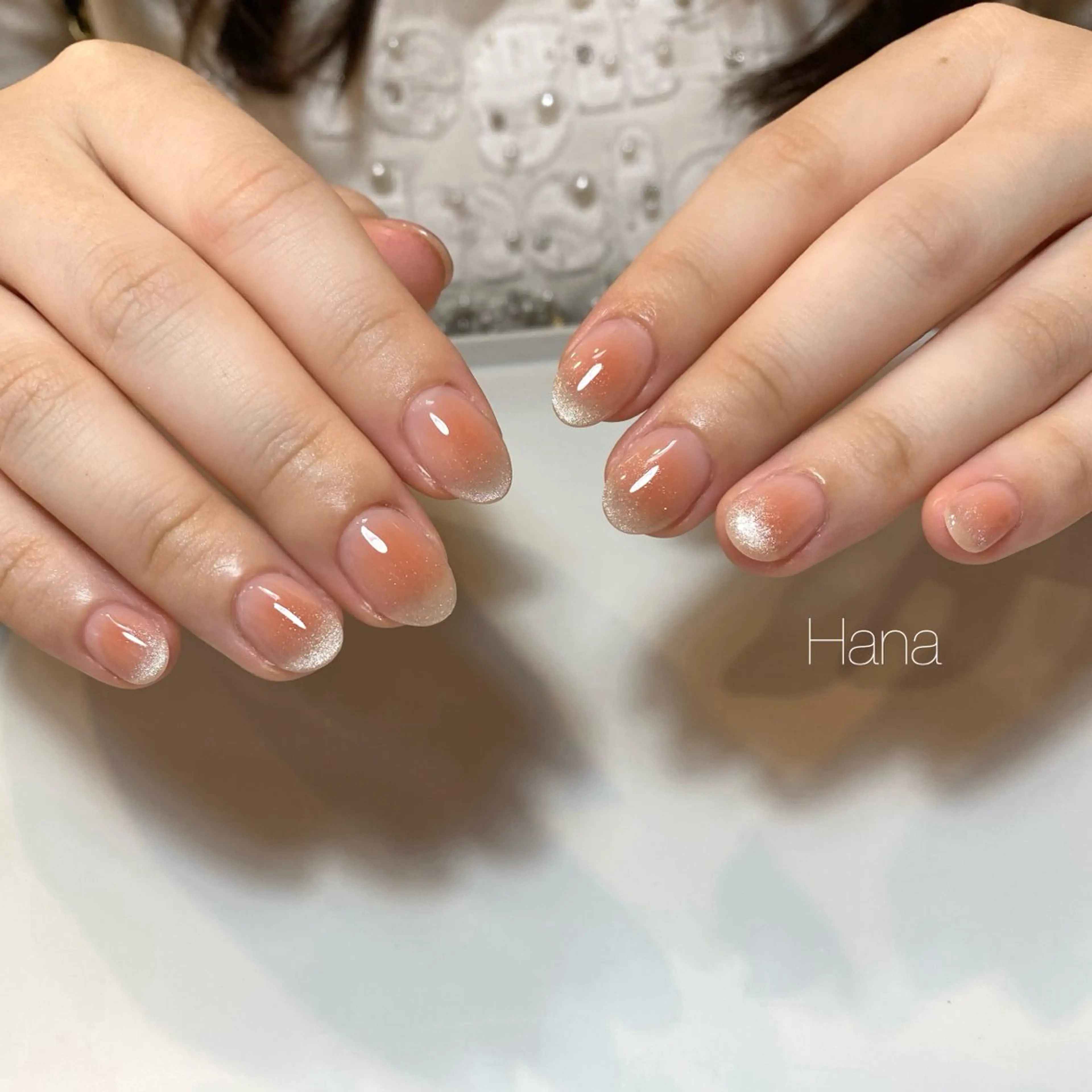 ネイル チークネイル グラデーション マグネットネイル オレンジ NOEM nail salon所属・HANA /NOEM nailsalonのネイルデザイン