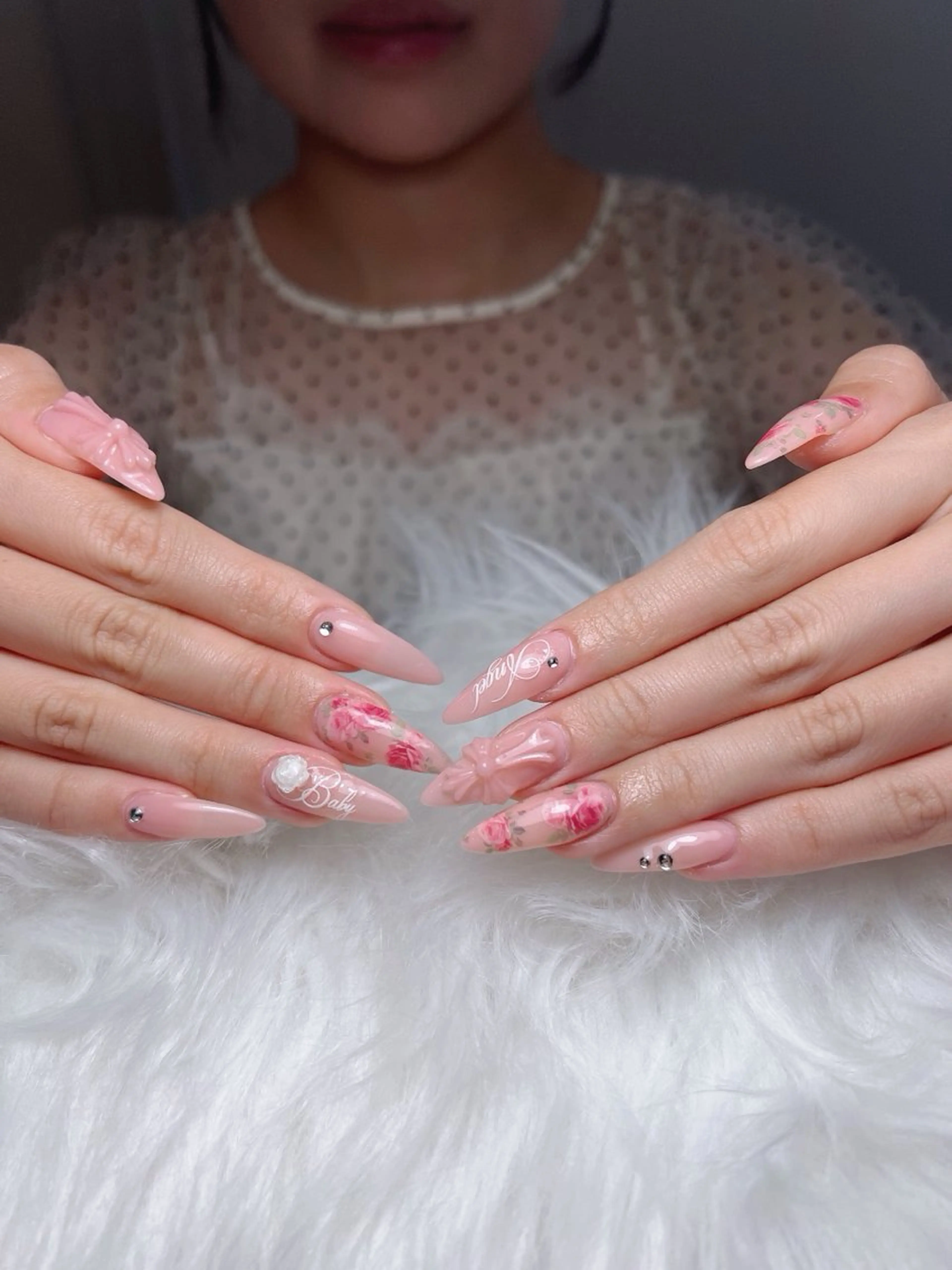 ネイル オーロラネイル ボルドー ブラウン 氷ネイル・うるうるネイル キラキラネイル ハンドネイル Sora  Nail 長さ出し専門店のネイルデザイン