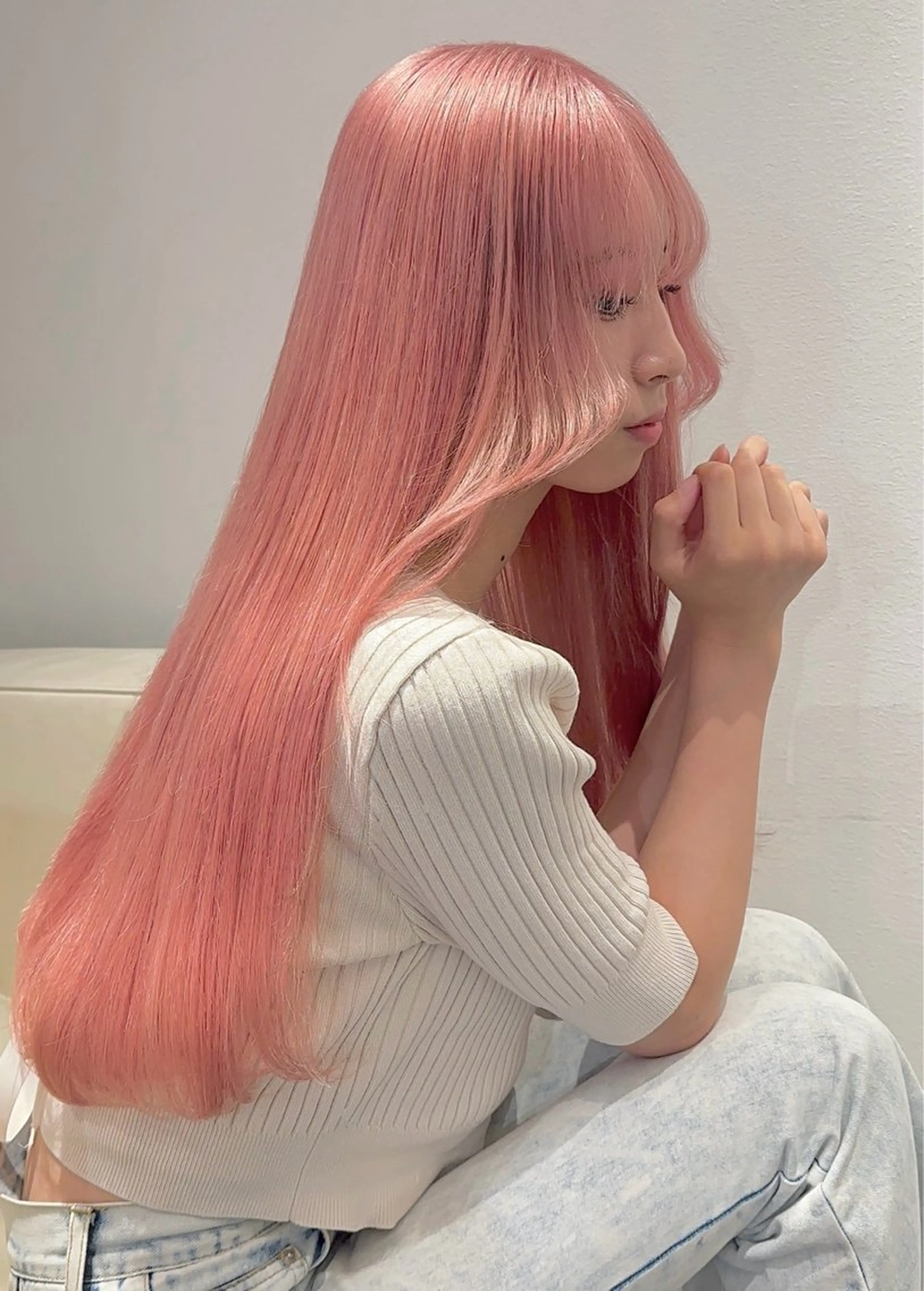 ロング カラー ブリーチ ケアブリーチ ハイトーンカラー ピンクカラー ロング ヘアカラー トリートメント ヒロミ/ミルクティー /ブロンド/ピンクのヘアスタイル