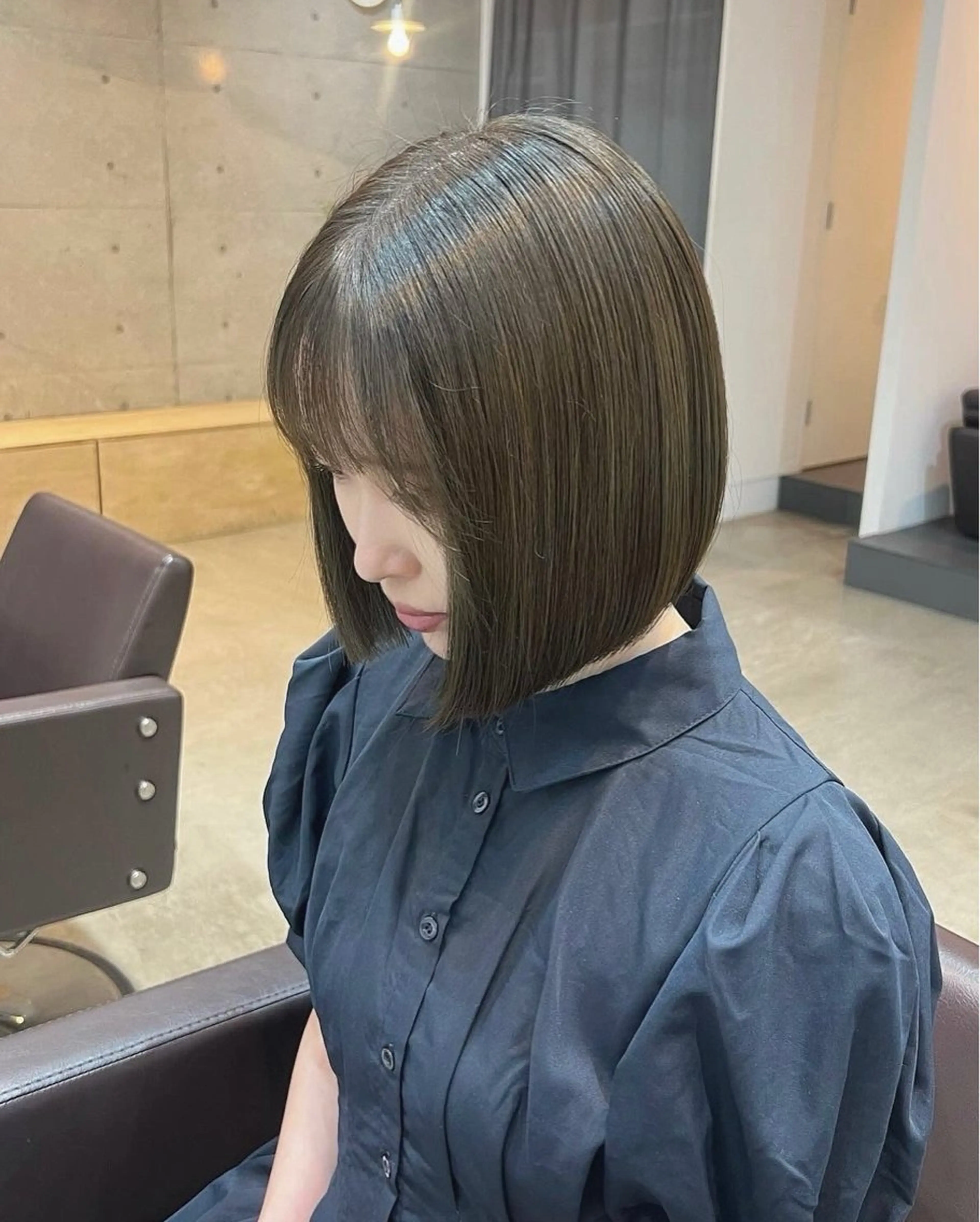 ミディアム カラー ヘアカラー トリートメント akane/ボブ /オリーブベージュのヘアスタイル