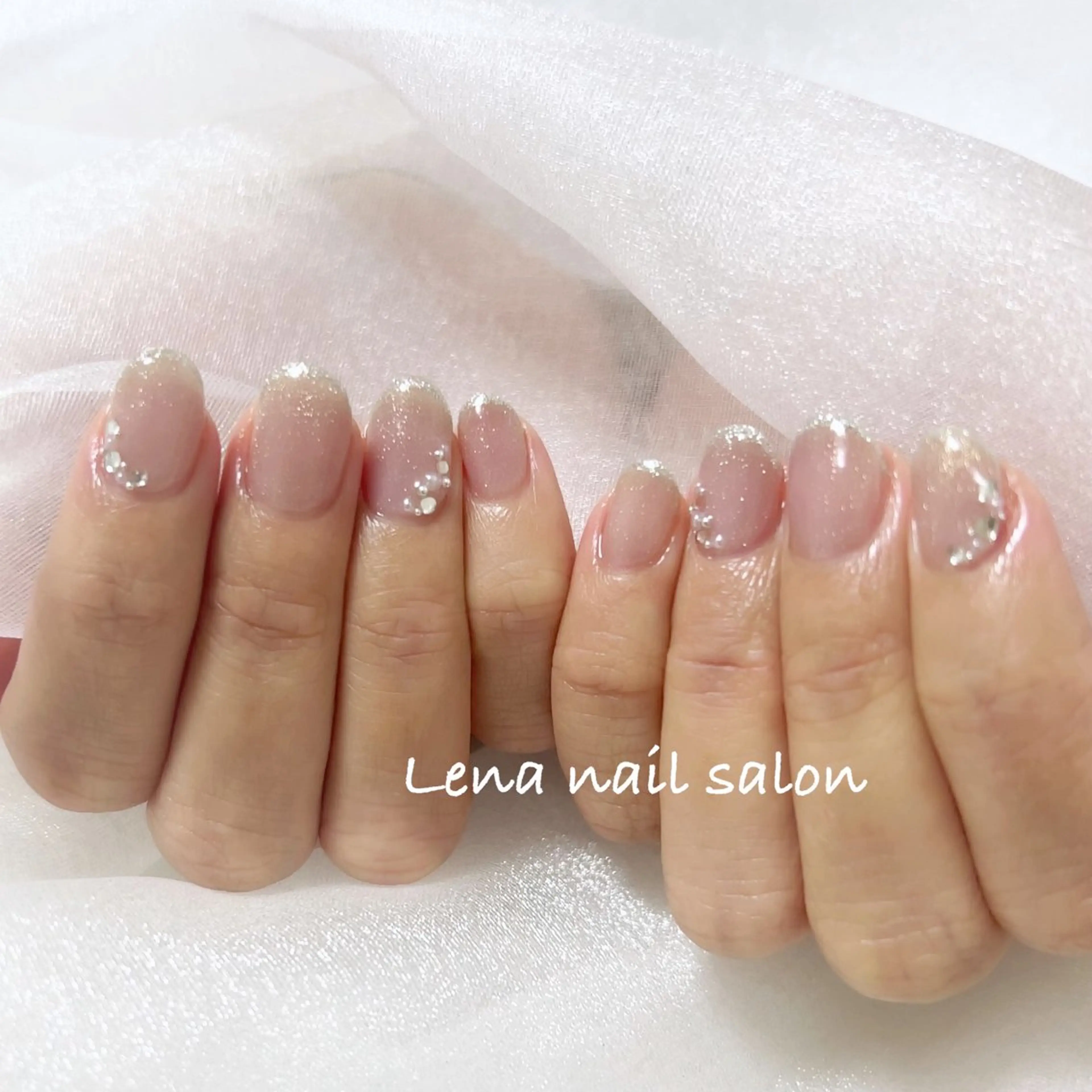 ネイル ジェルネイル キラキラネイル パラジェル ハンドネイル 自爪育成ネイルケア Lena  nailのネイルデザイン
