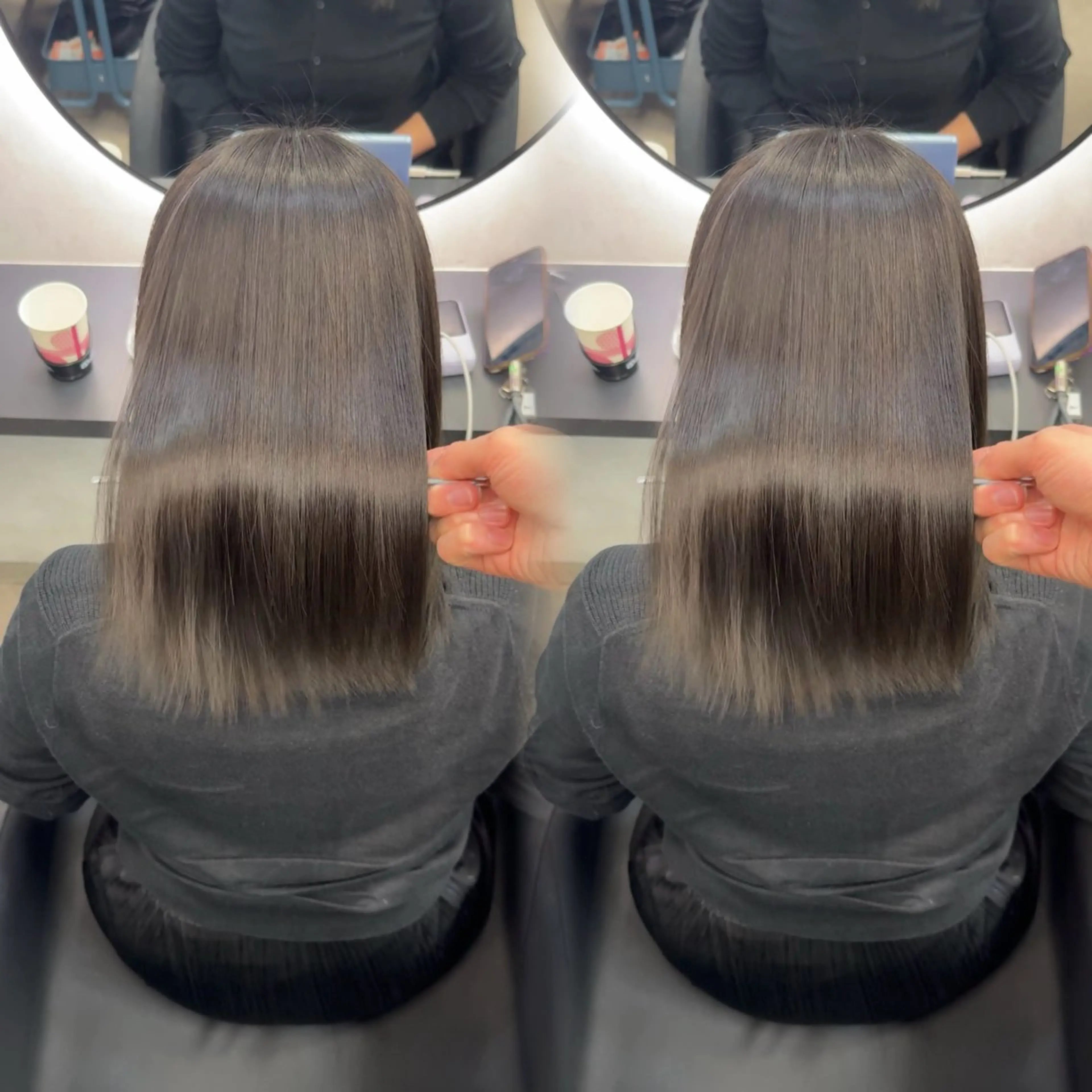 ミディアム カラー ヘアアレンジ カット ヘアカラー 縮毛矯正 トリートメント 新宿 /髪質改善/ 縮毛矯正/ヒュウガのヘアスタイル
