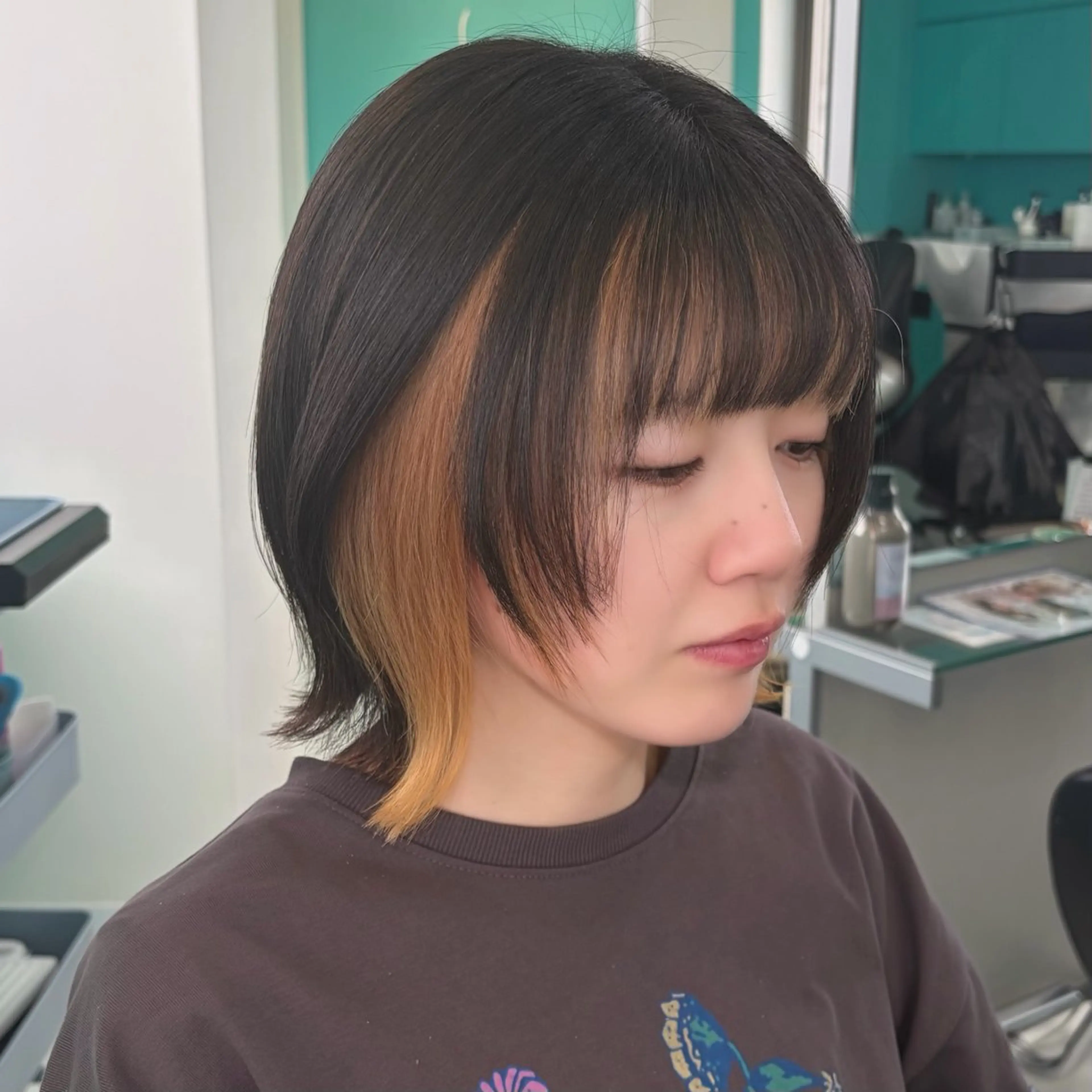 ショート カラー ミストバング ベージュカラー フェイスフレーミング デザインカラー/ ボブ/Natsukiのヘアスタイル