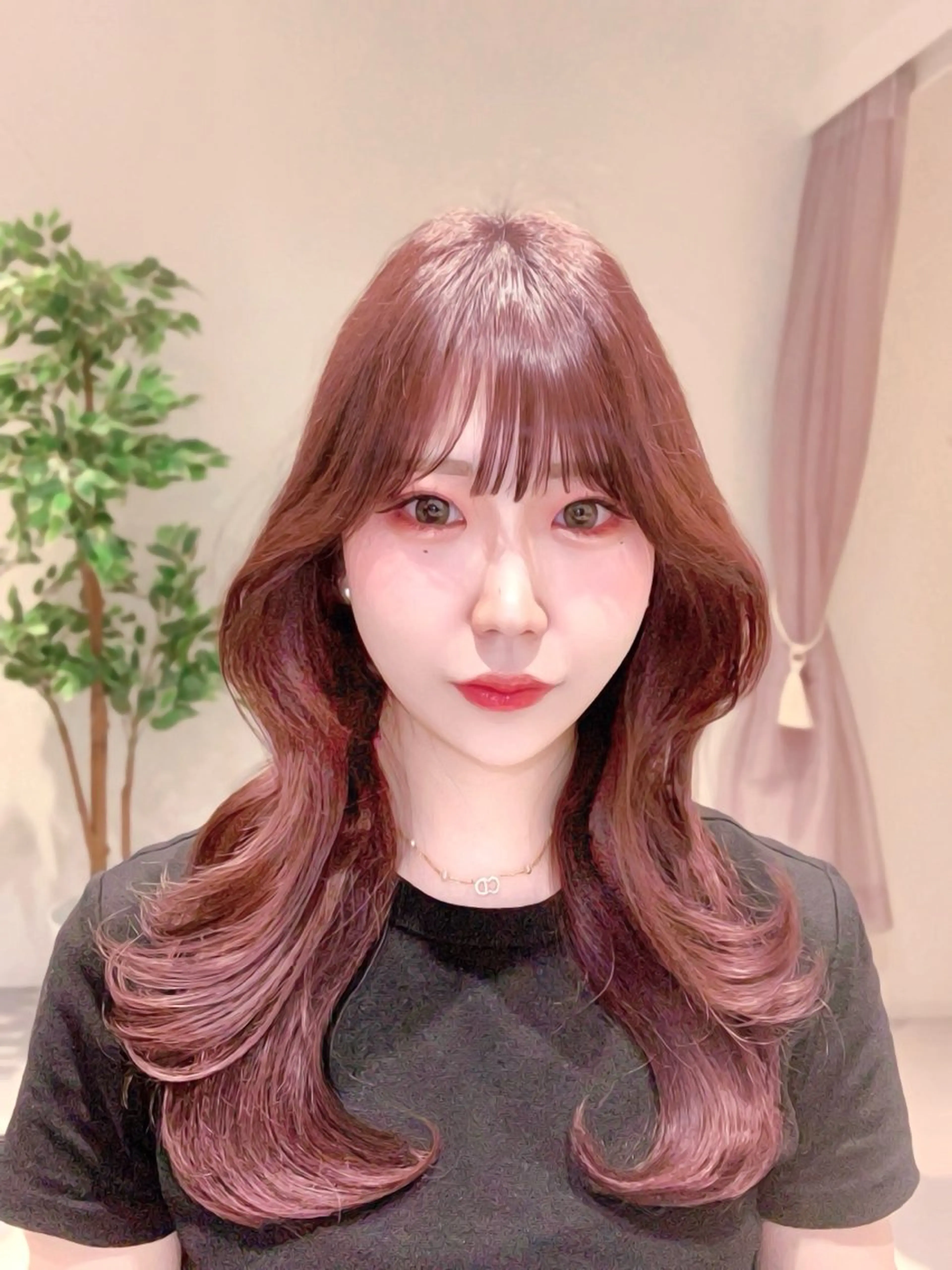 ミディアム カラー カット ヘアカラー トリートメント ヘッドスパ ヘアセット 韓国ヘア/レイヤー/ 顔まわり/りょーとのヘアスタイル