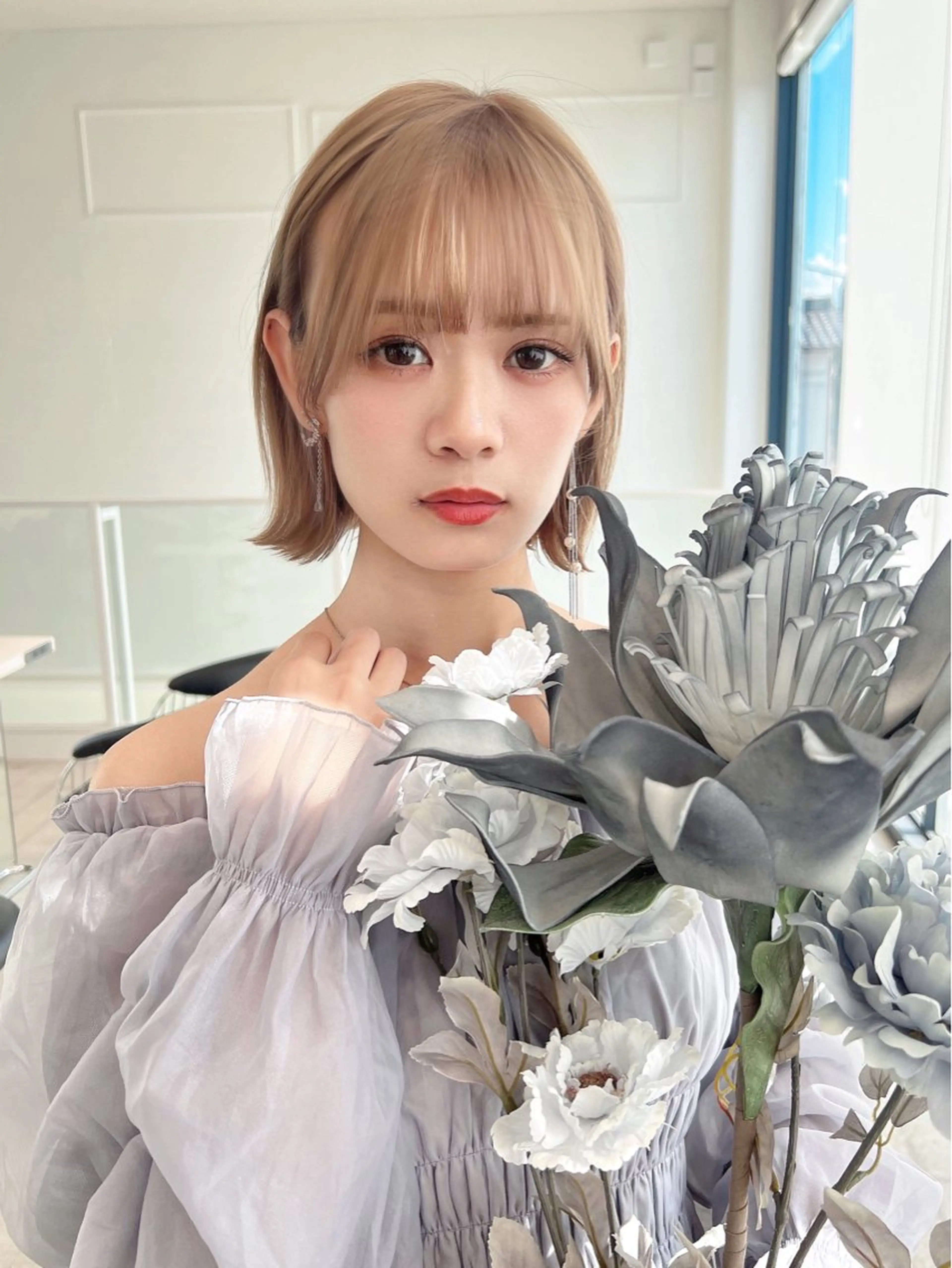 ミディアム 外ハネヘア 🌷透明感カラー🌷 内田零菜のヘアスタイル