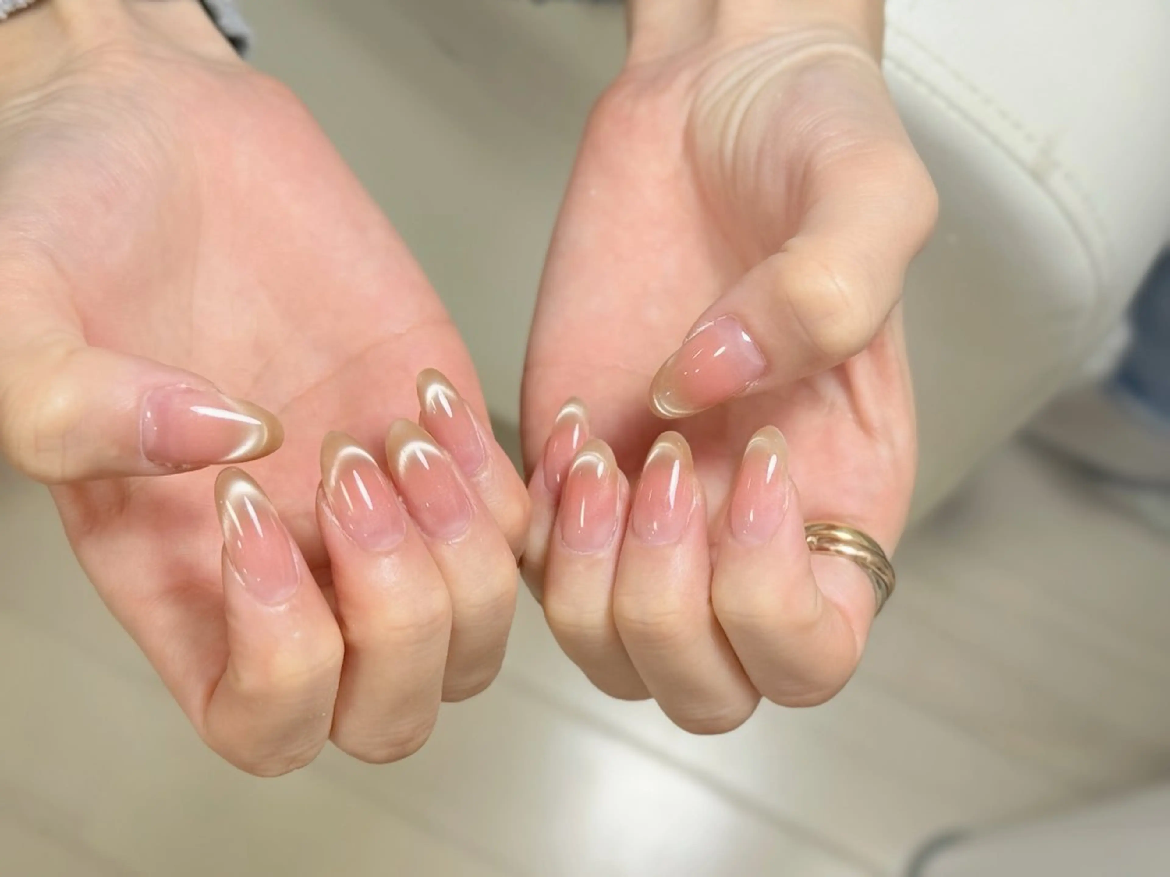 ネイル アートネイル オーロラネイル チークネイル フレンチネイル ガラスフレンチ ハンドネイル 🎀🎀YooLi Nail Salonのネイルデザイン