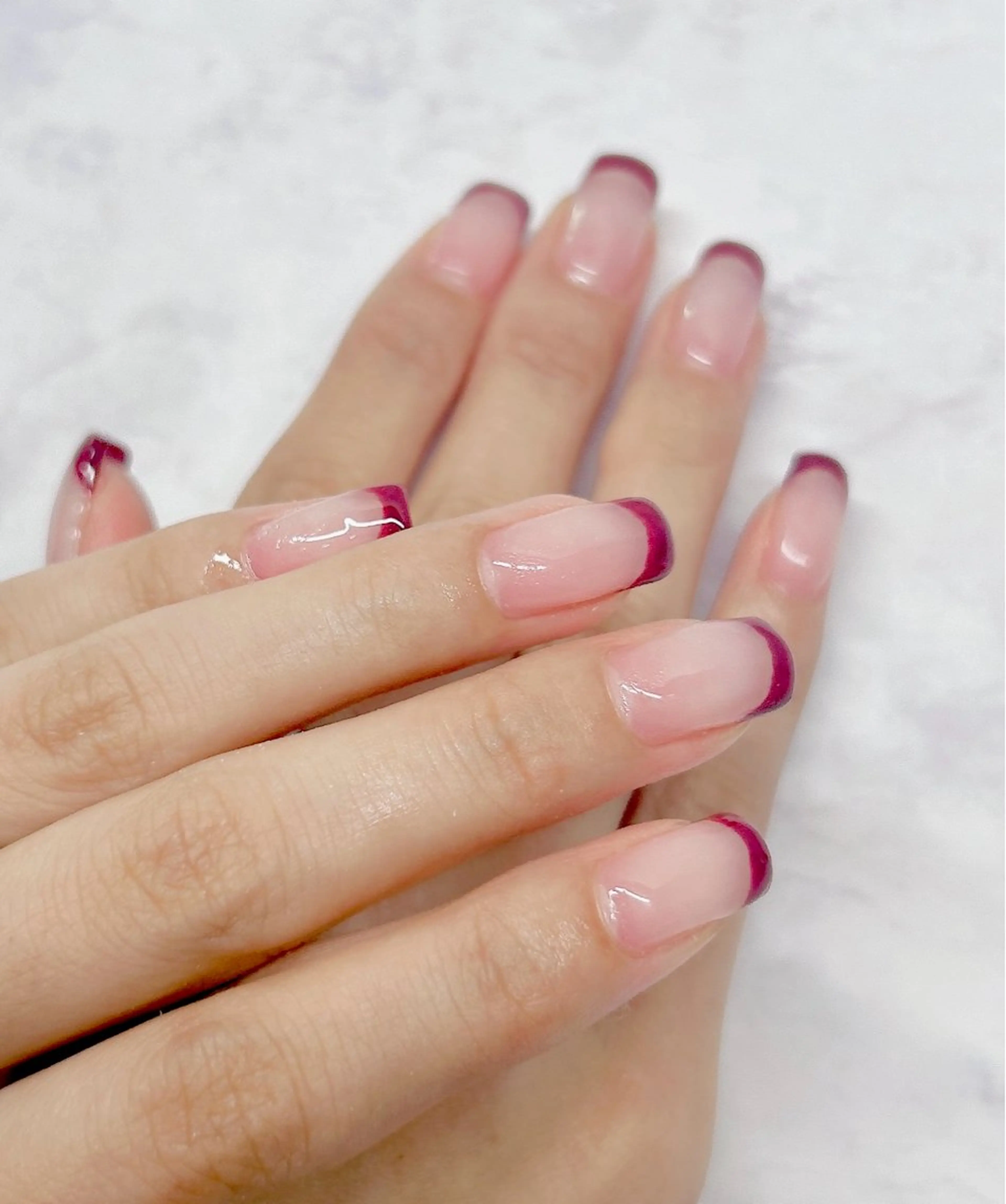 ネイル ボルドー フレンチネイル MYu Beauty Salon YURIのネイルデザイン