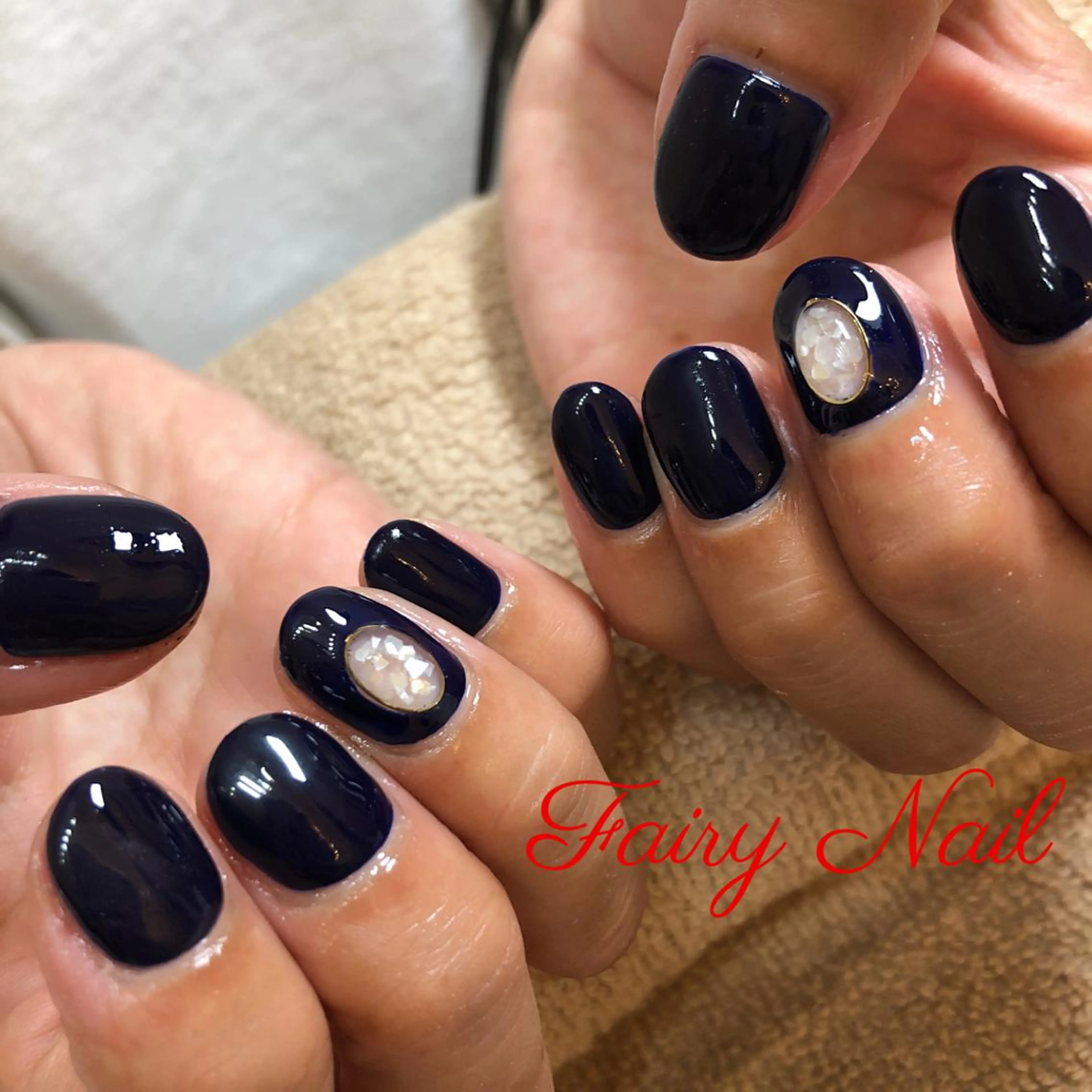 ネイル クリアネイル ネイビー ワンカラーネイル Fairy nailのネイルデザイン