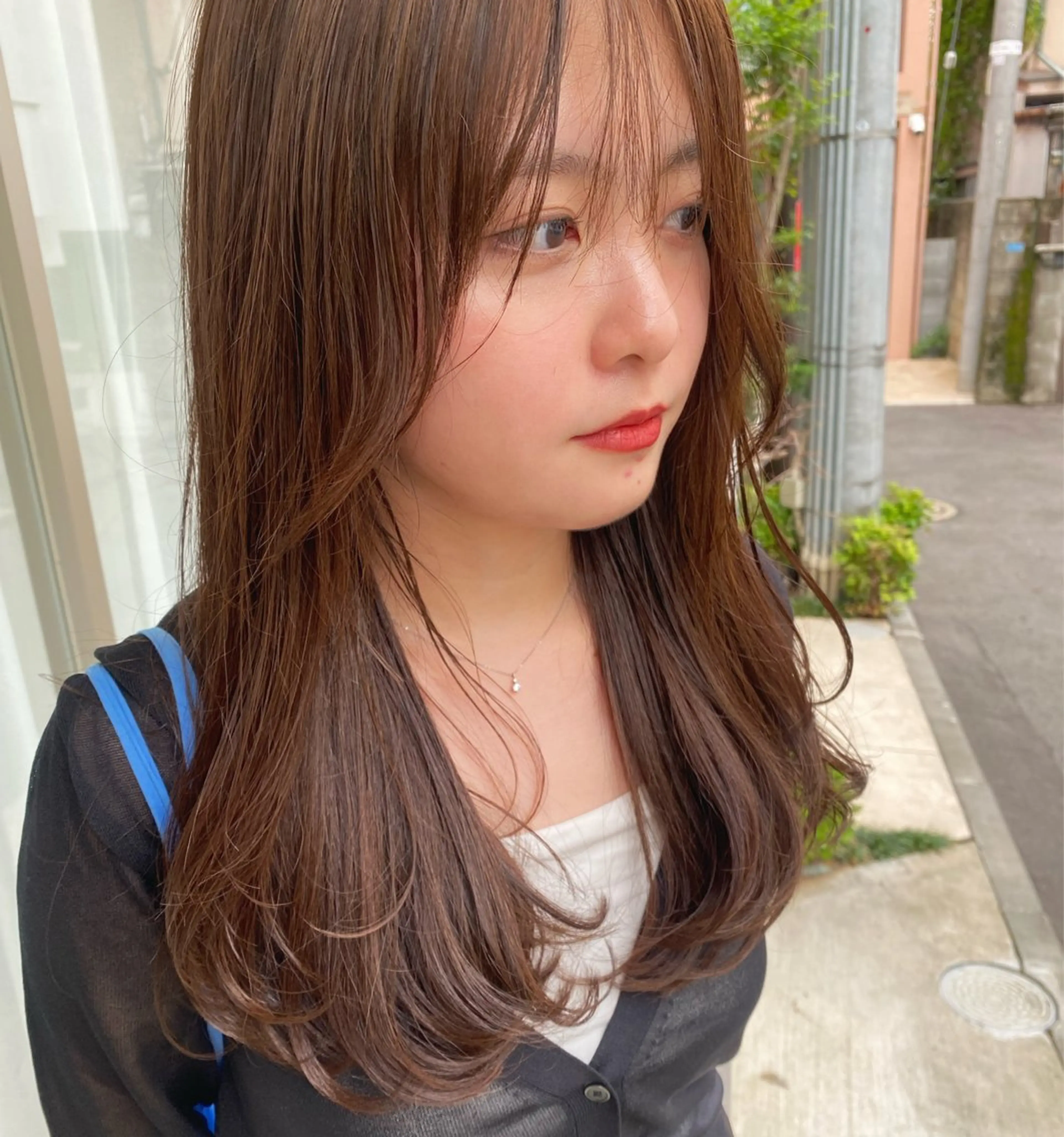 セミロング カラー ベージュカラー ショコラベージュ 顔まわりレイヤー 顔周りカット レイヤーカット グレージュ/レイヤー /韓国ヘア/RISAのヘアスタイル