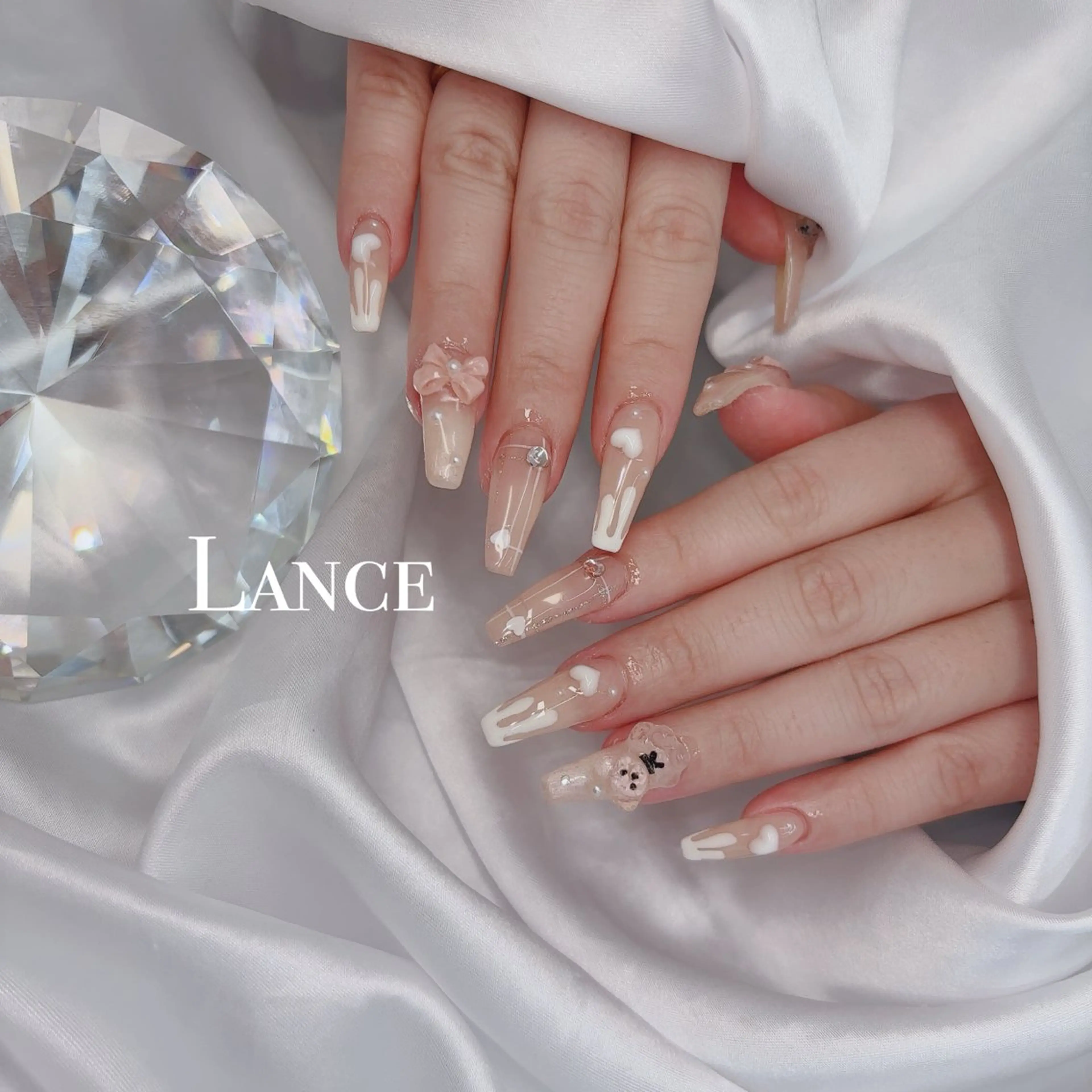 ネイル 韓国ネイル バレンタイン ワンホンネイル 冬ネイル ハンドネイル Lance nailのネイルデザイン