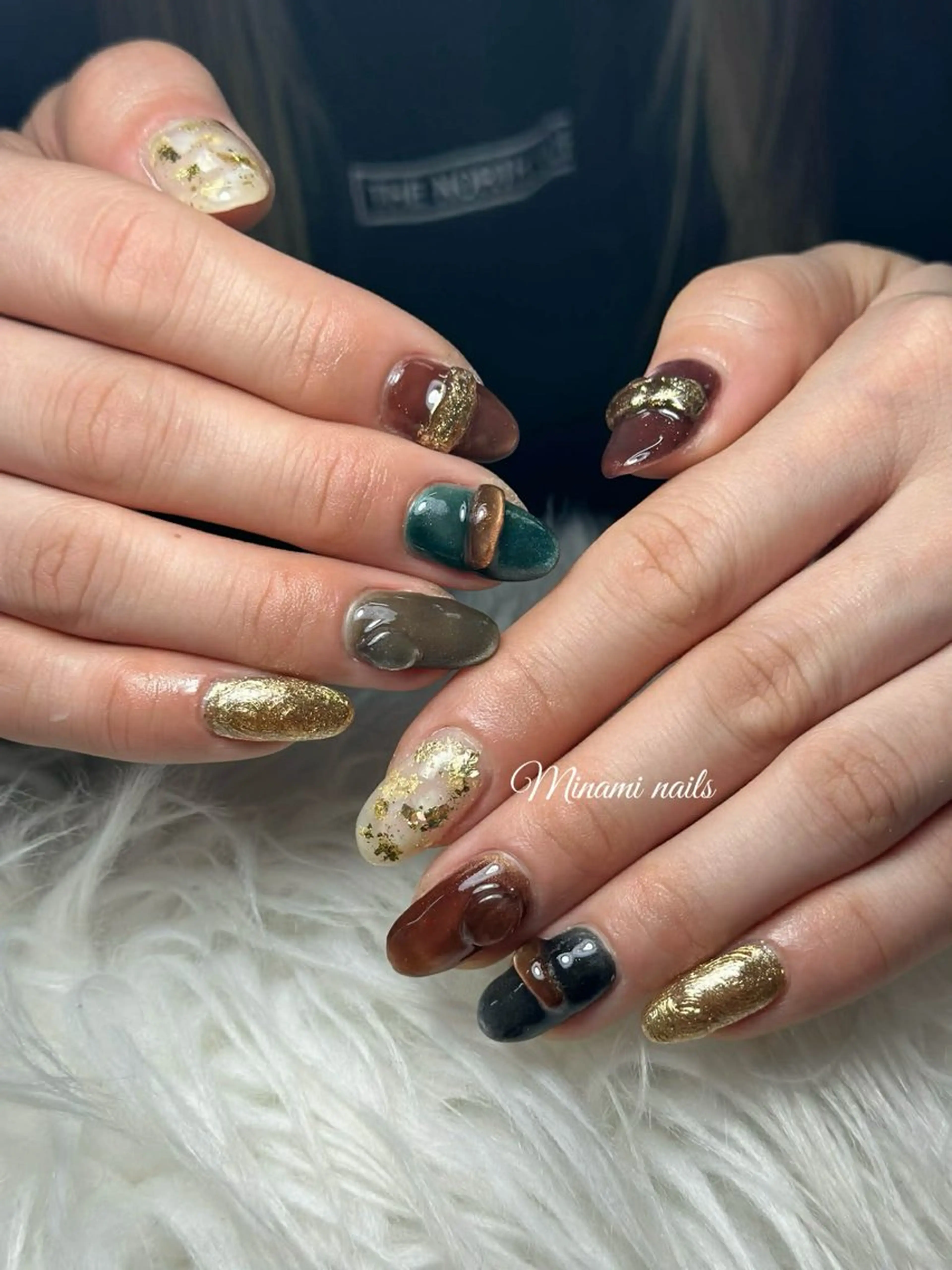 ネイル アートネイル オーロラネイル ガーリー キラキラネイル 韓国ネイル ハンドネイル Minami Nailsのネイルデザイン