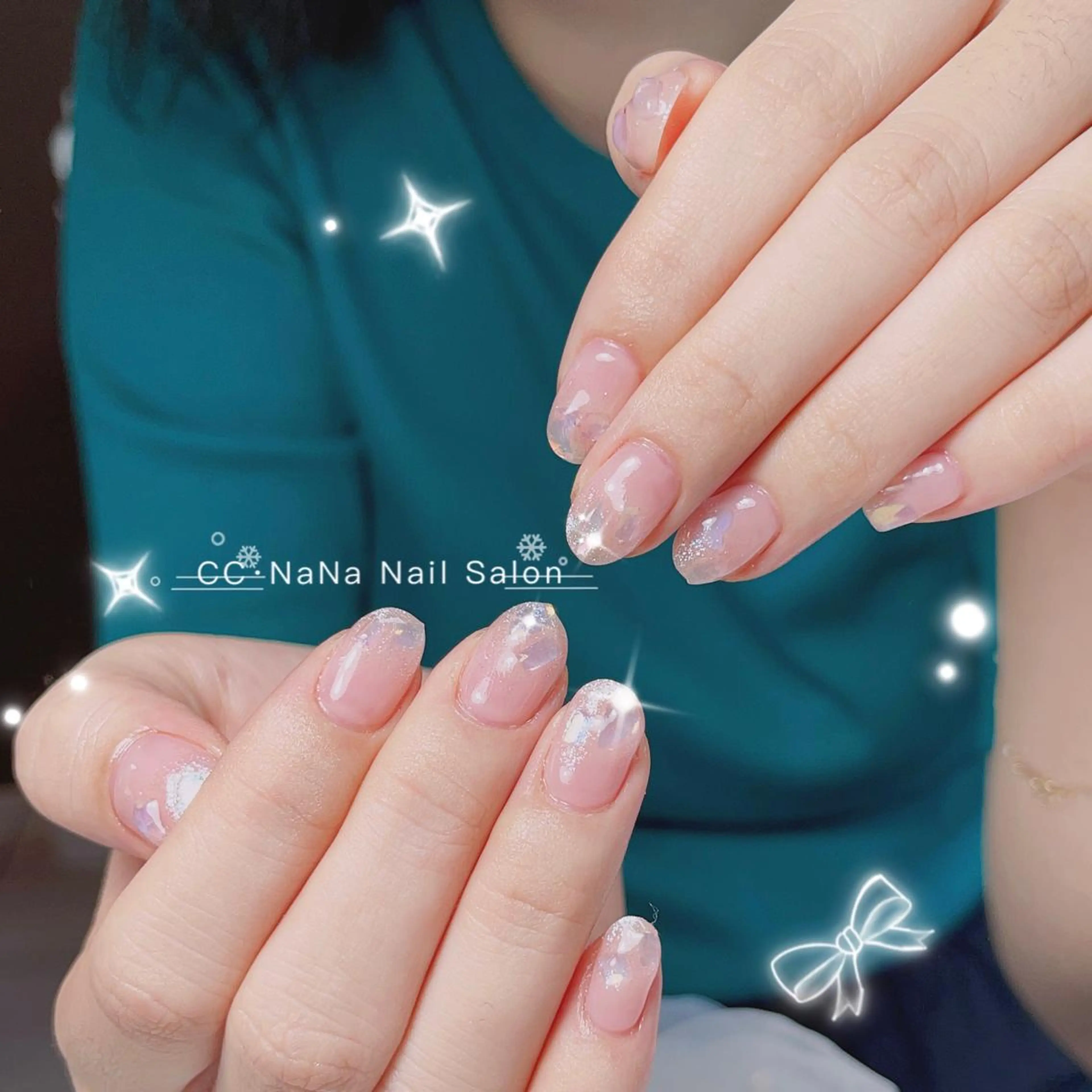 ネイル チークネイル フラッシュネイル ジェルネイル ハート キラキラネイル ハンドネイル 💎CC・NaNa 韓国風ネイル🌙Cのネイルデザイン