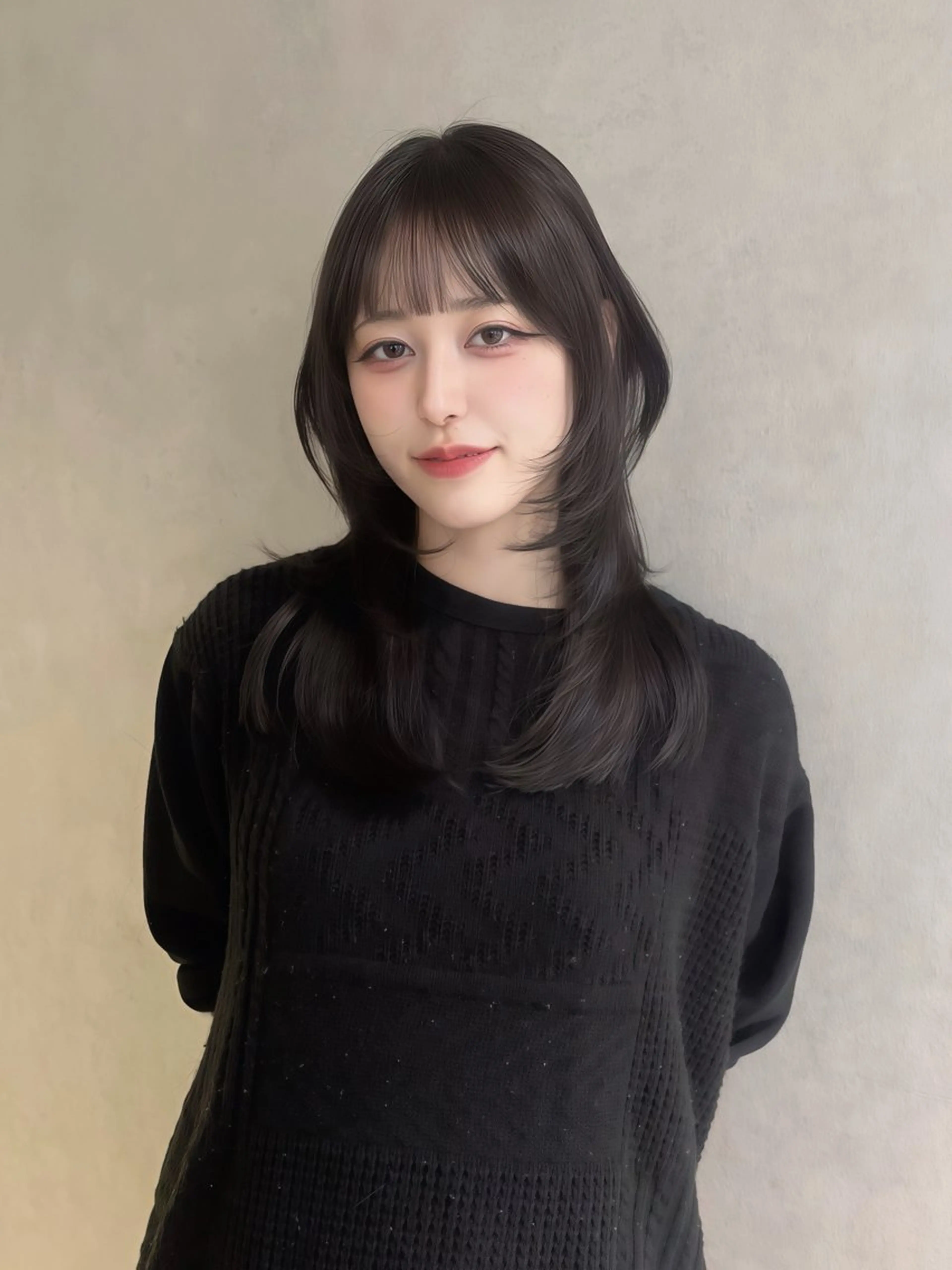 ロング カラー パーマ ヘアアレンジ 葵 韓国オタク美容師 レイヤーカットのヘアスタイル