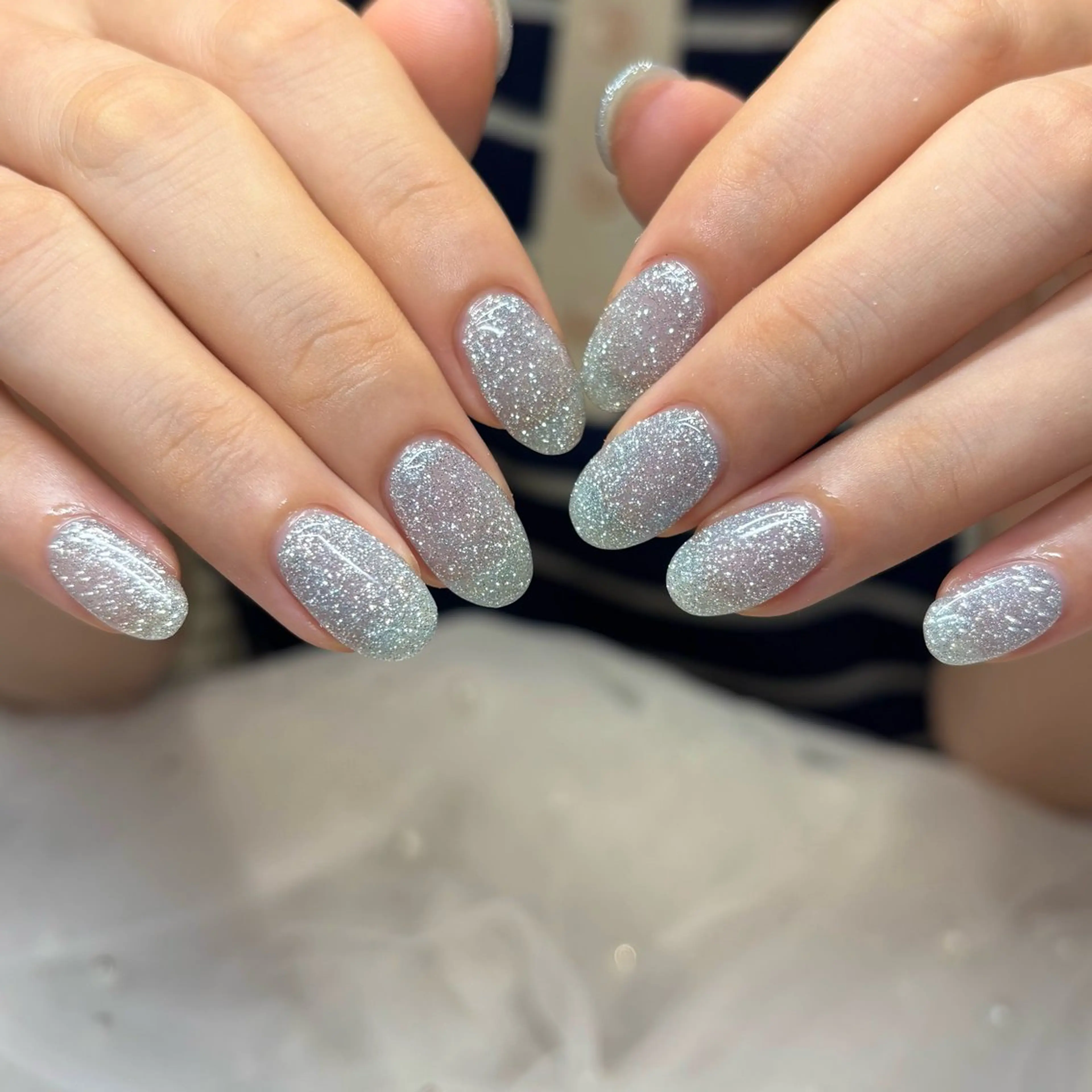 ネイル フラッシュネイル 水色 ハンドネイル 荒巻 めいのネイルデザイン