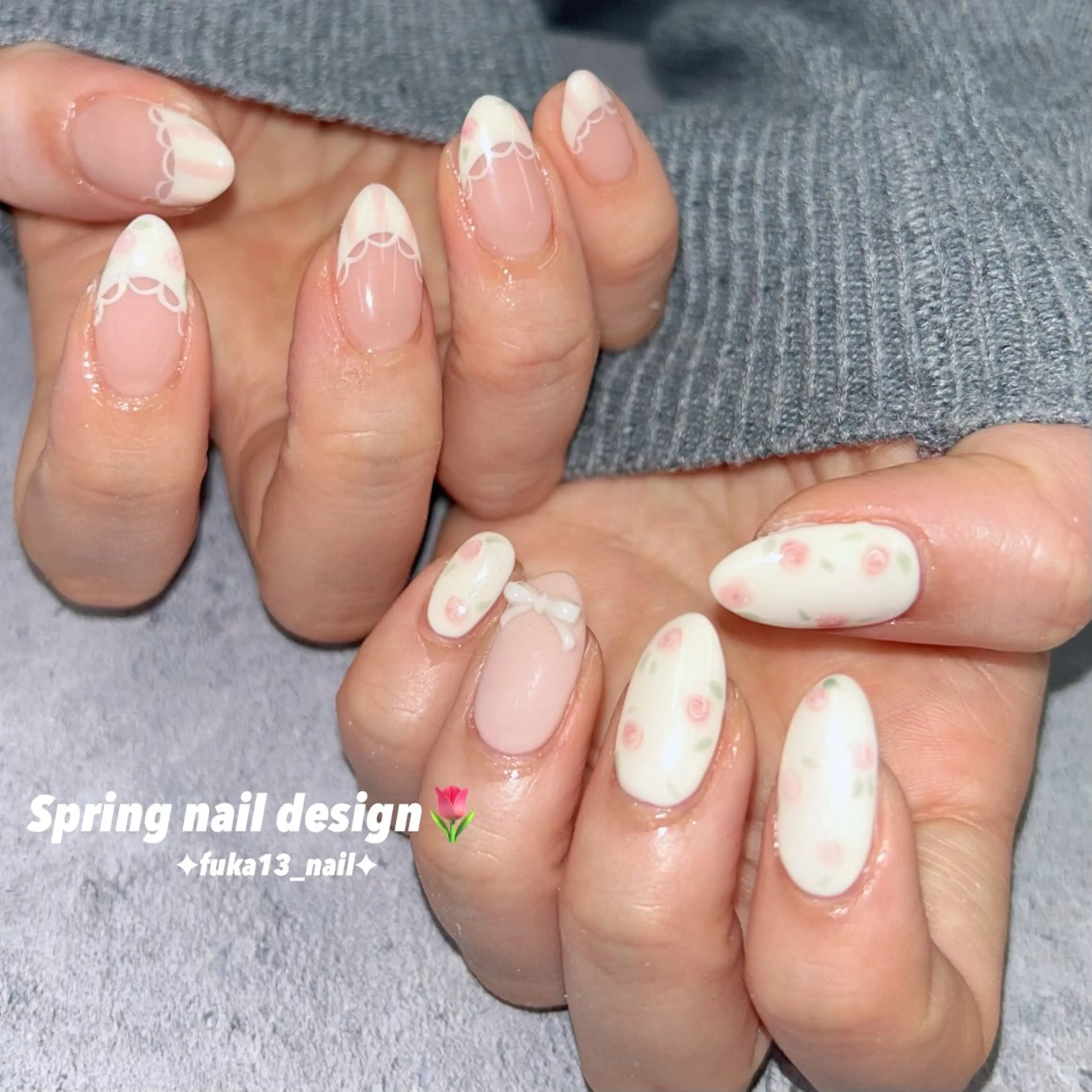ネイル フレンチネイル ガーリー 韓国ネイル 春ネイル ハンドネイル Nail♡Fuka. /5月予約受付中のネイルデザイン