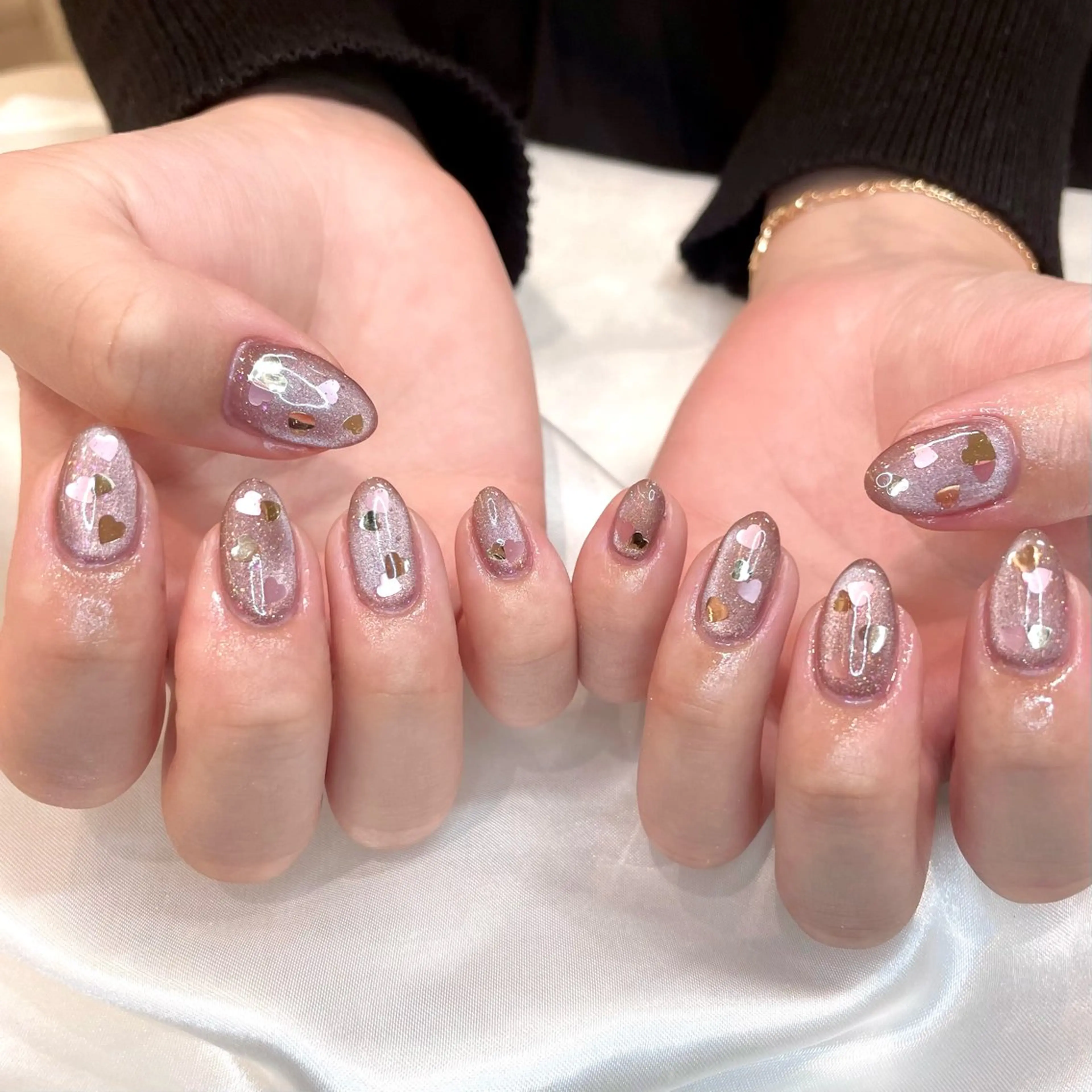 ネイル フラッシュネイル フラッシュマグ ハート ハンドネイル Tsuki🌙/渋谷 /パラジェルのネイルデザイン