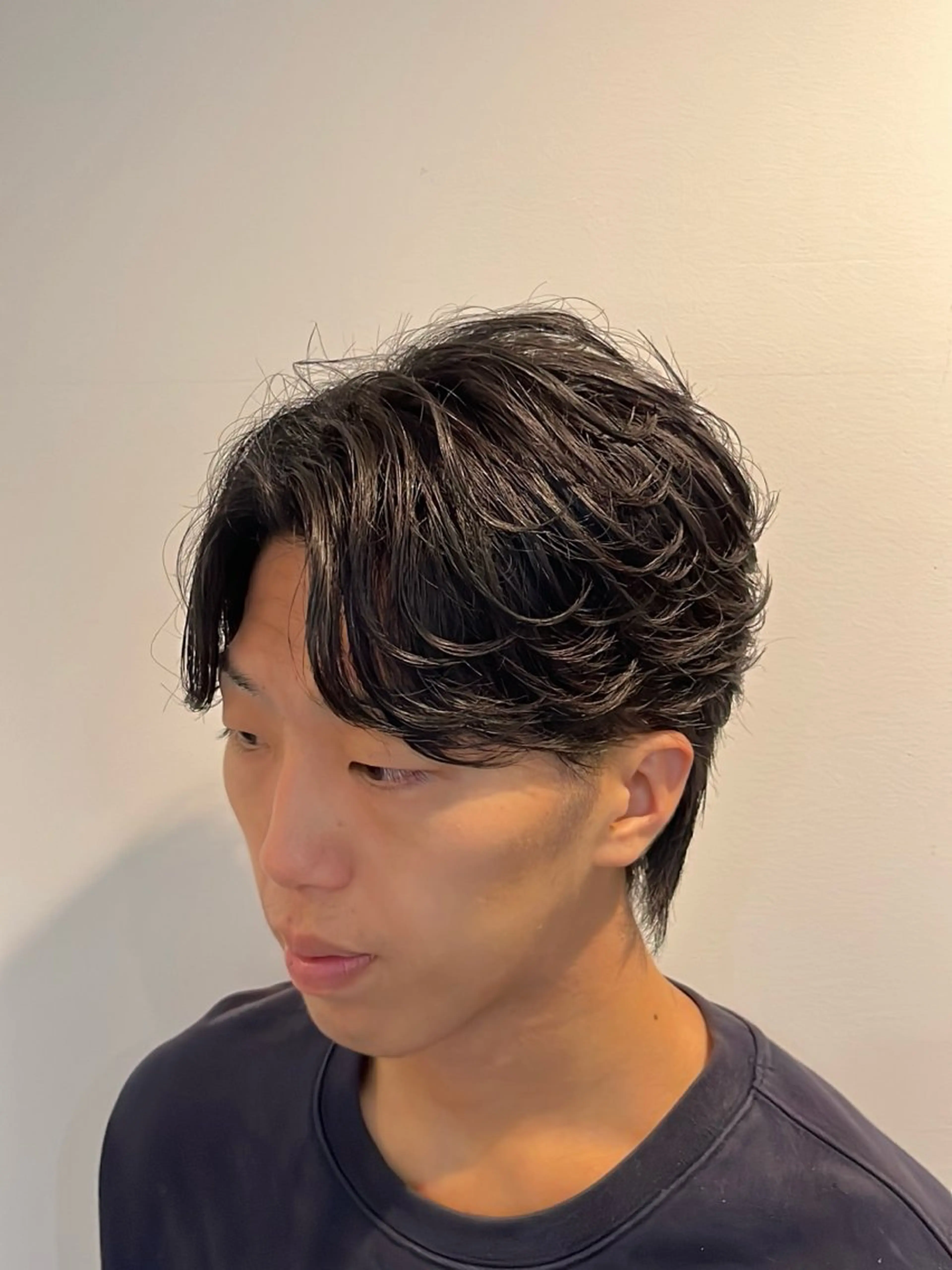 ミディアム カット パーマ トリートメント 今在家 玲【艶髪スト レート/メンズ】のヘアスタイル