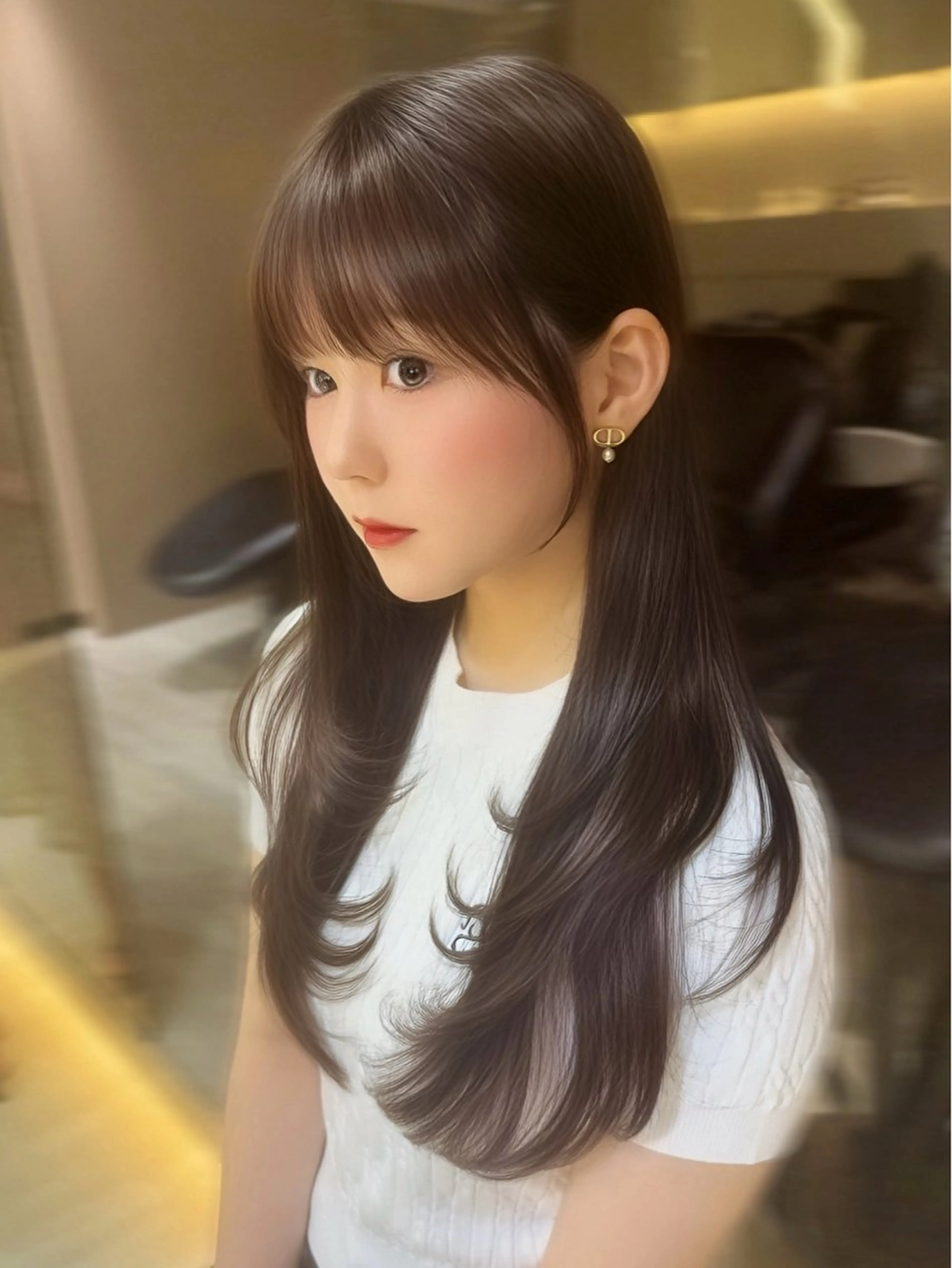 ロング 縮毛矯正/レイヤー 韓国/顔まわり/夢音のヘアスタイル