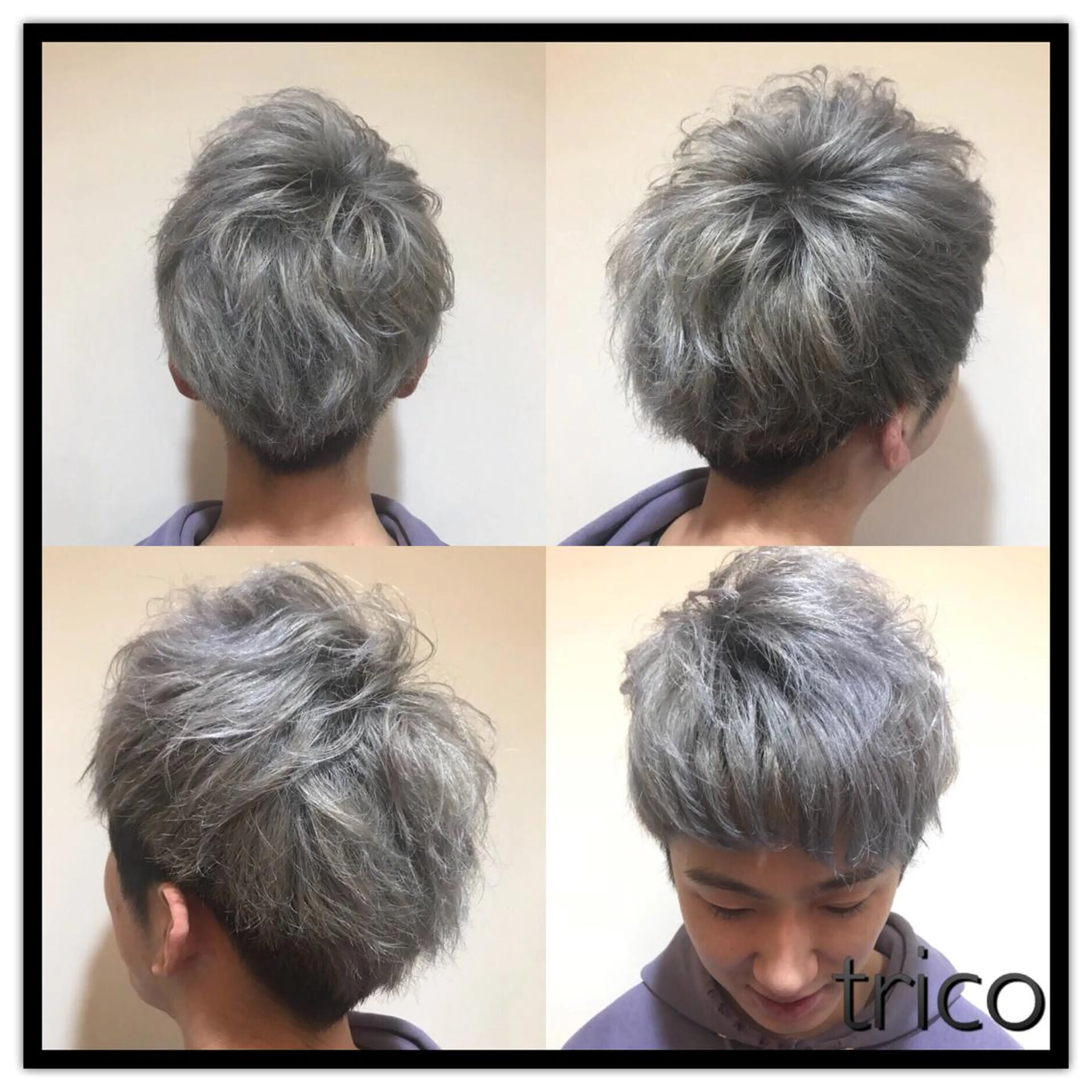 ショート カラー ブリーチ シルバー ホワイトシルバー ヘアカラー 似合わせ/ブリーチ カラー.岡田友仁のヘアスタイル