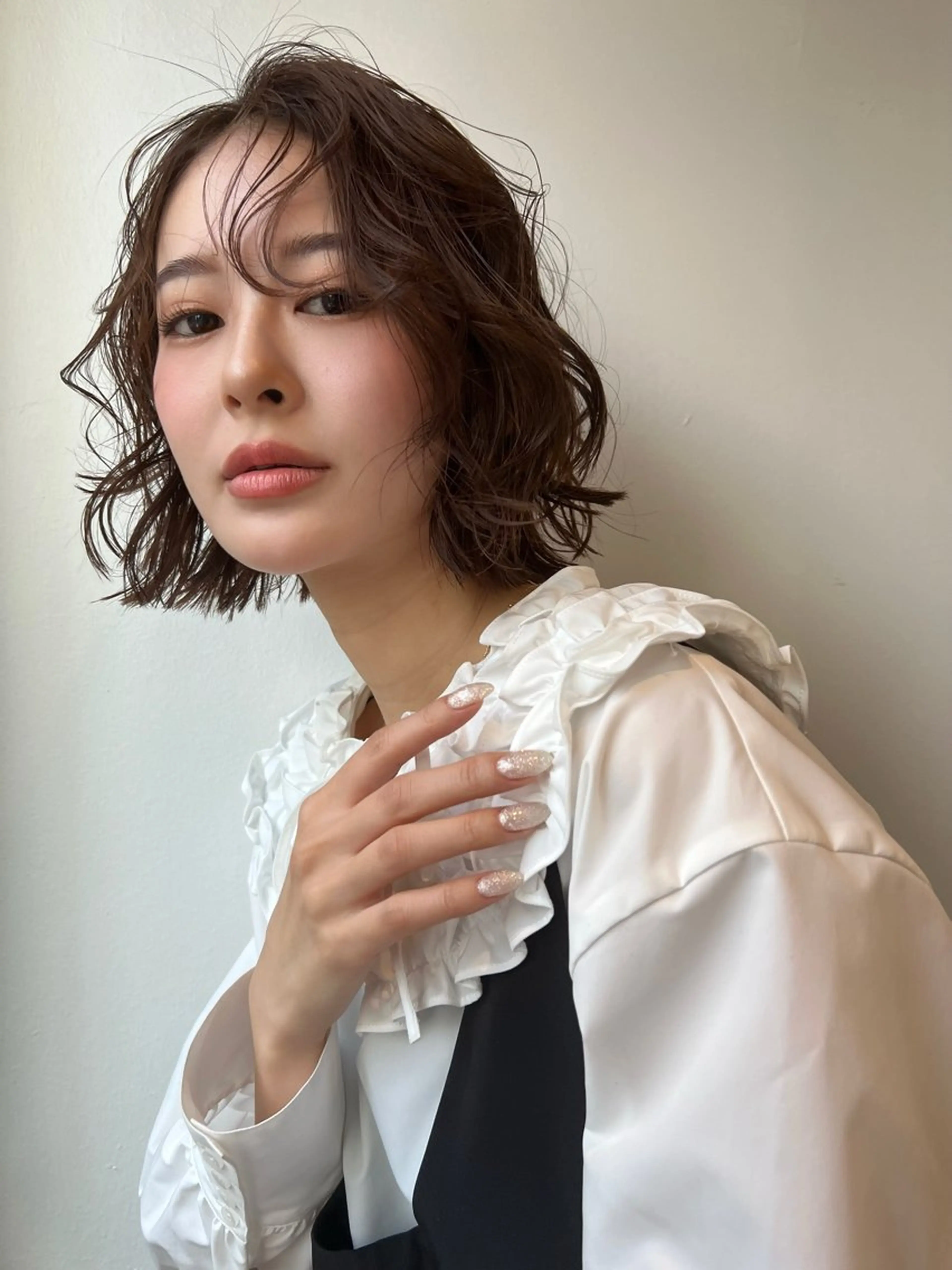 ミディアム カラー ヘアカラー トリートメント ツキノキ ミナのヘアスタイル