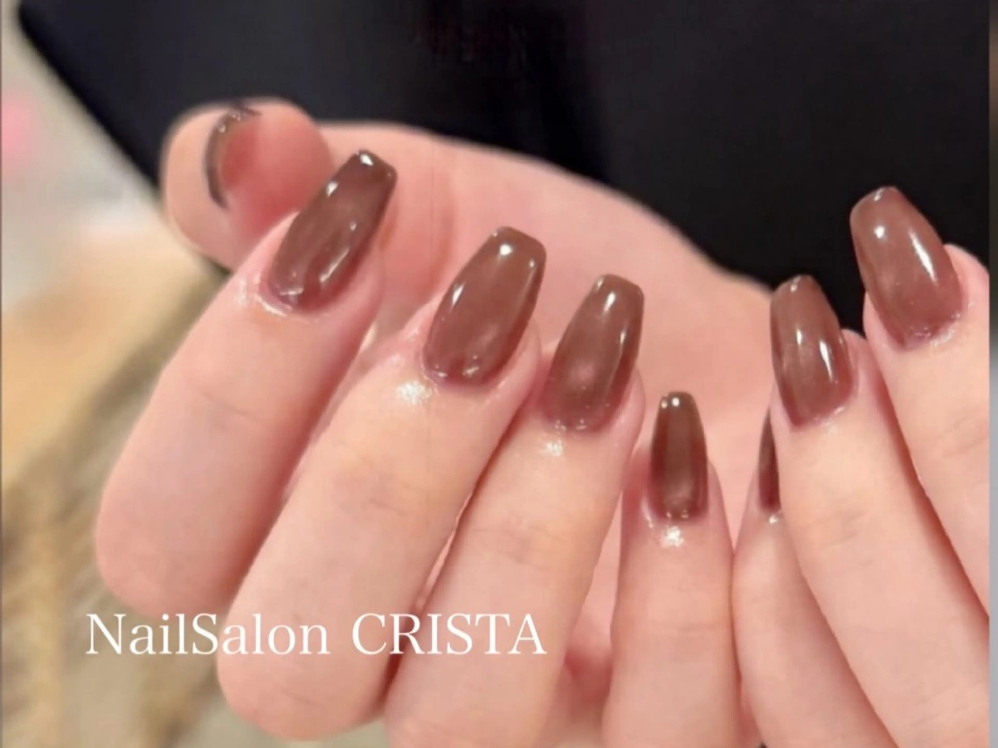 ネイル ブラウン ハンドネイル CRISTA MOMOのネイルデザイン