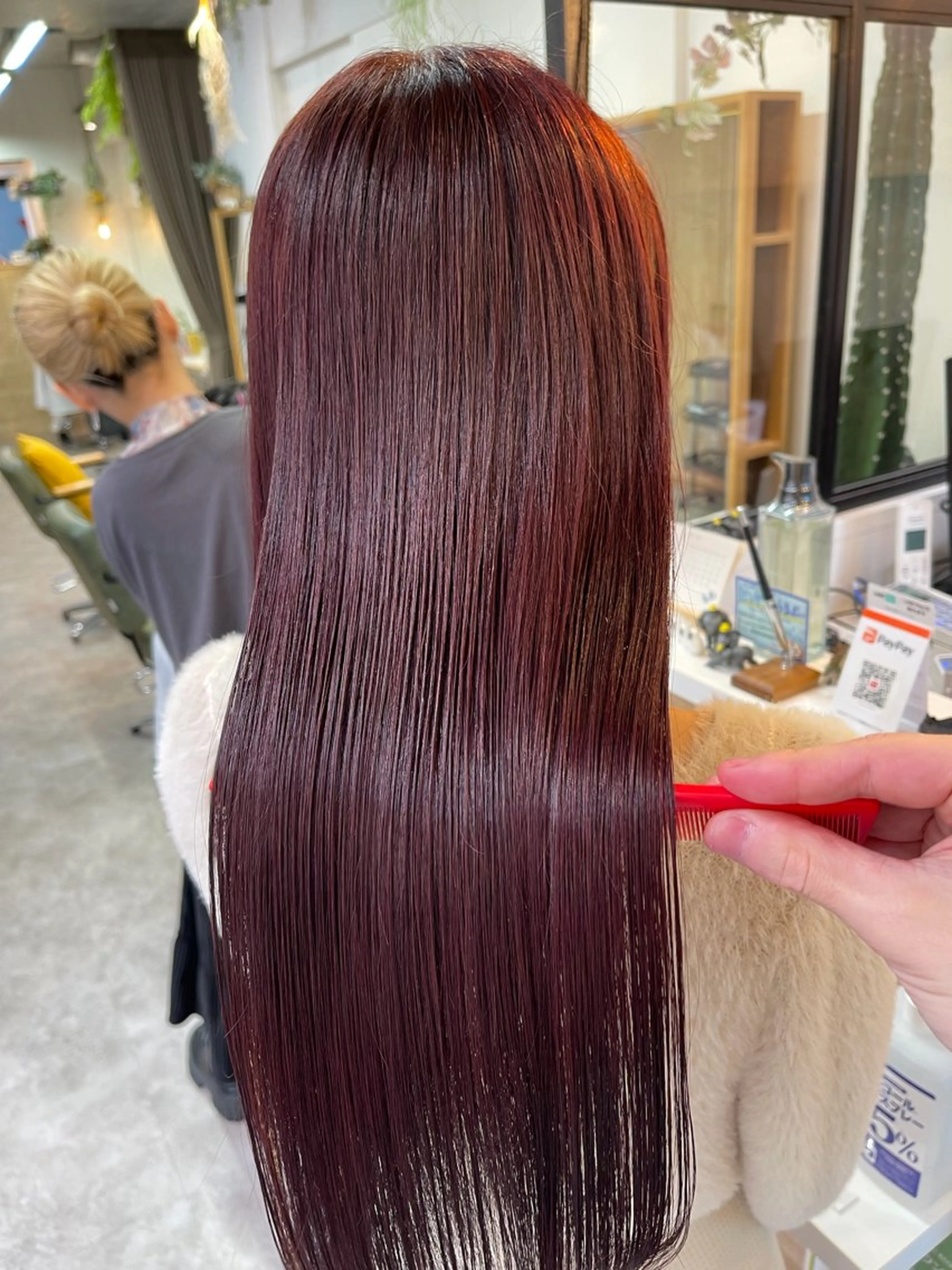 ロング カラー ボルドーカラー ヘアカラー トリートメント ヘッドスパ ブリーチ✨/似合わせ カラー🎀/Yuzuのヘアスタイル